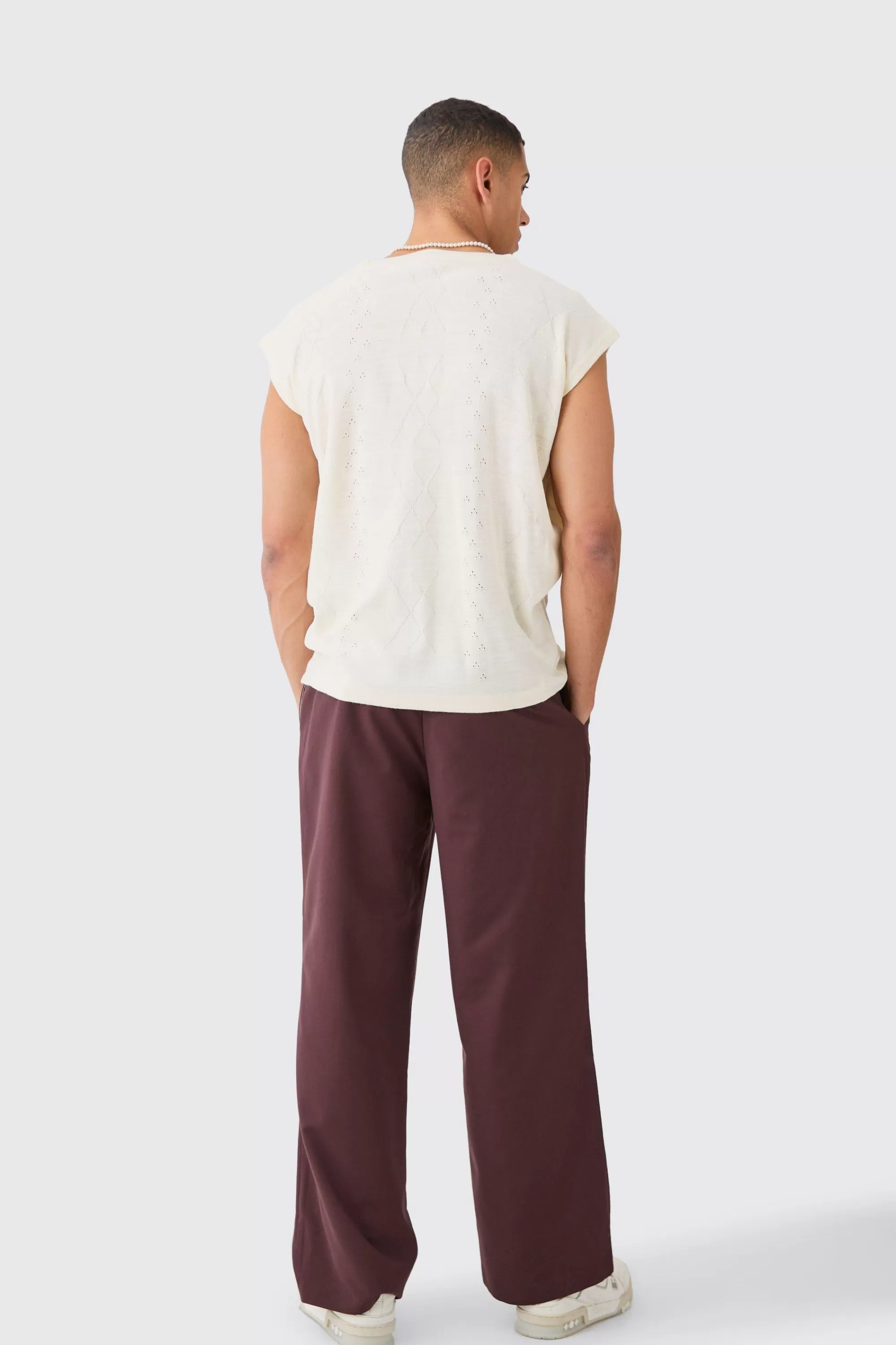 boohooMAN Relaxed Cable Knitted Vest | UK