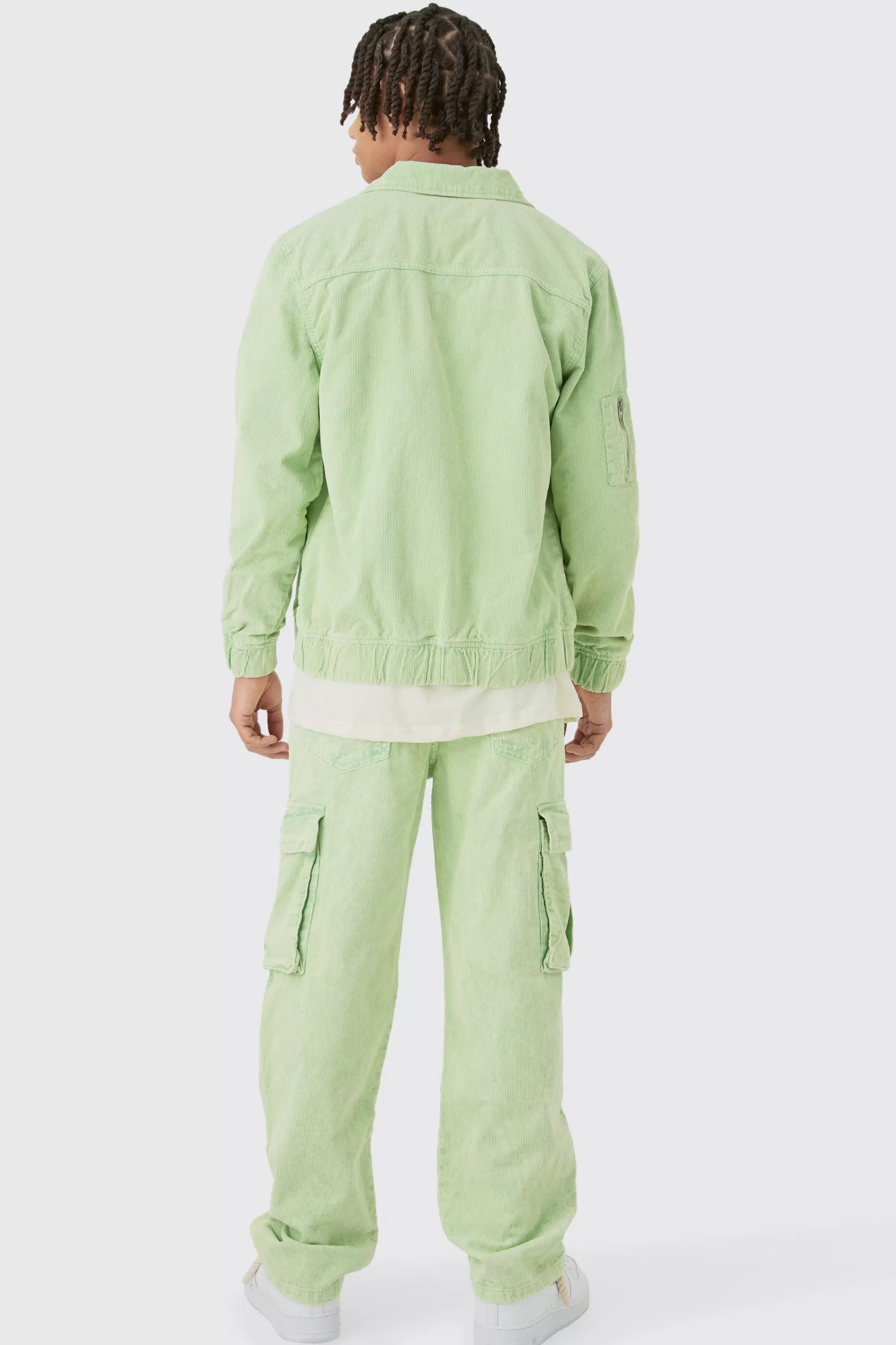 boohooMAN Relaxed Cargo Cord Trouser In | UK