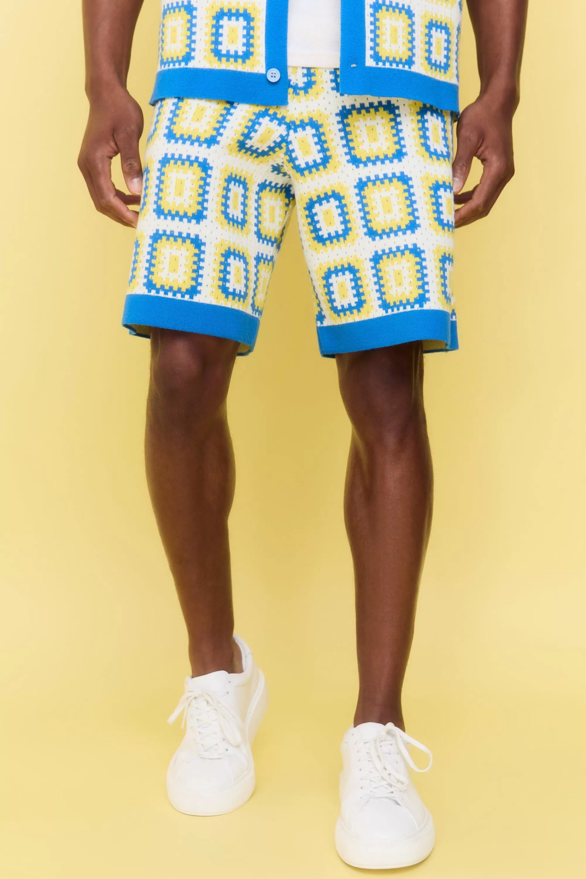 boohooMAN Relaxed Crochet Knit Short | UK