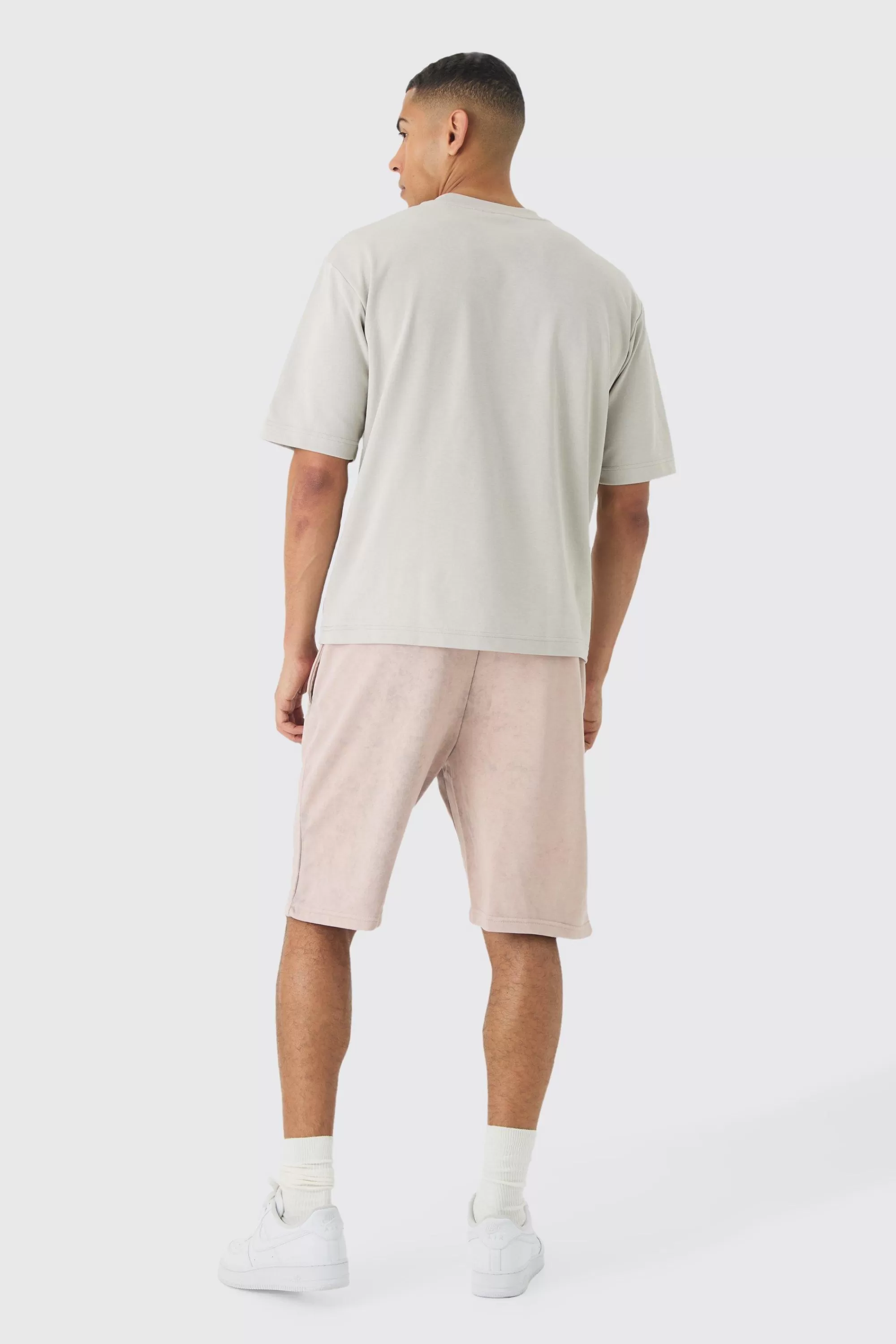 boohooMAN Relaxed Fit Acid Washed Long Length Shorts | UK