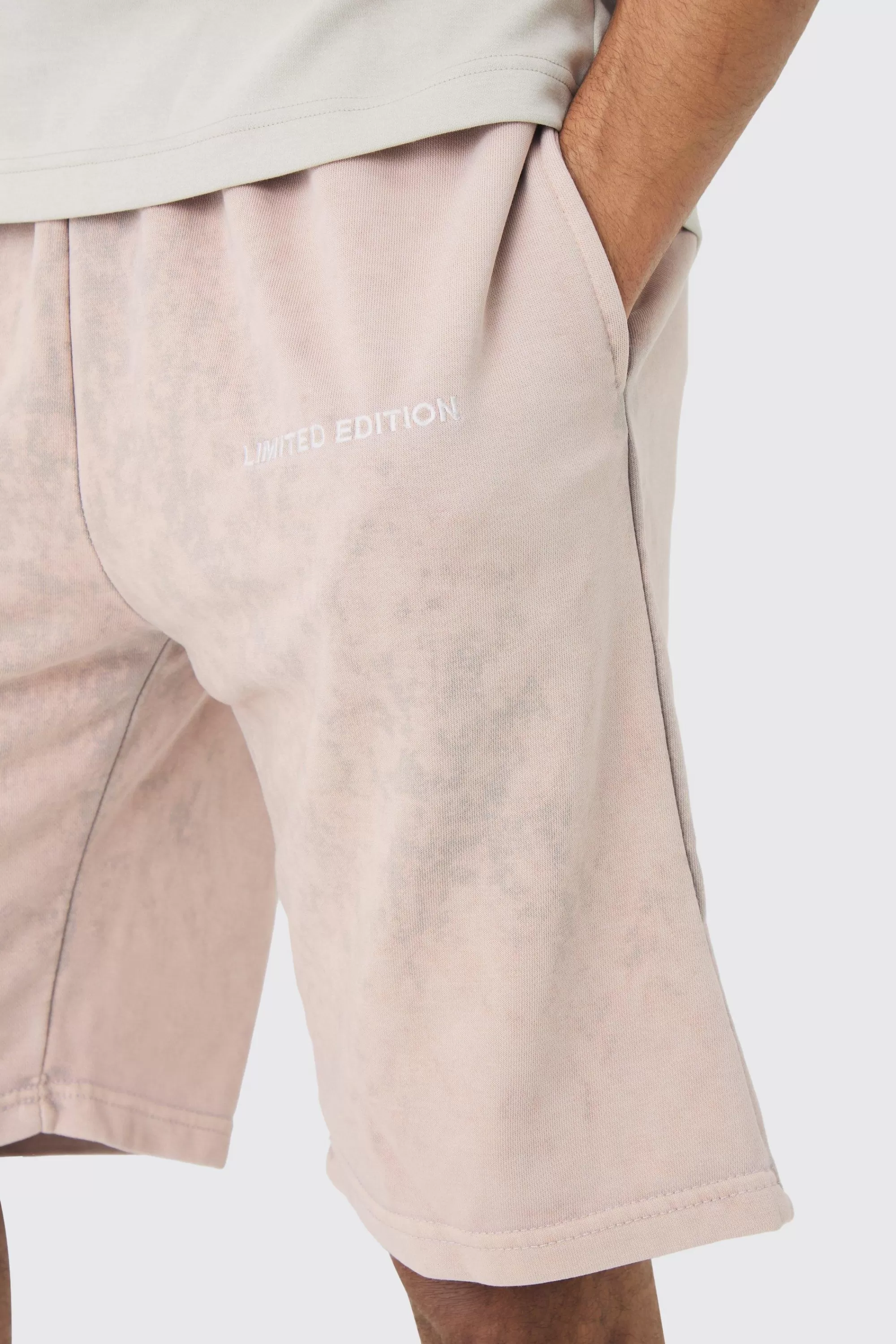boohooMAN Relaxed Fit Acid Washed Long Length Shorts | UK