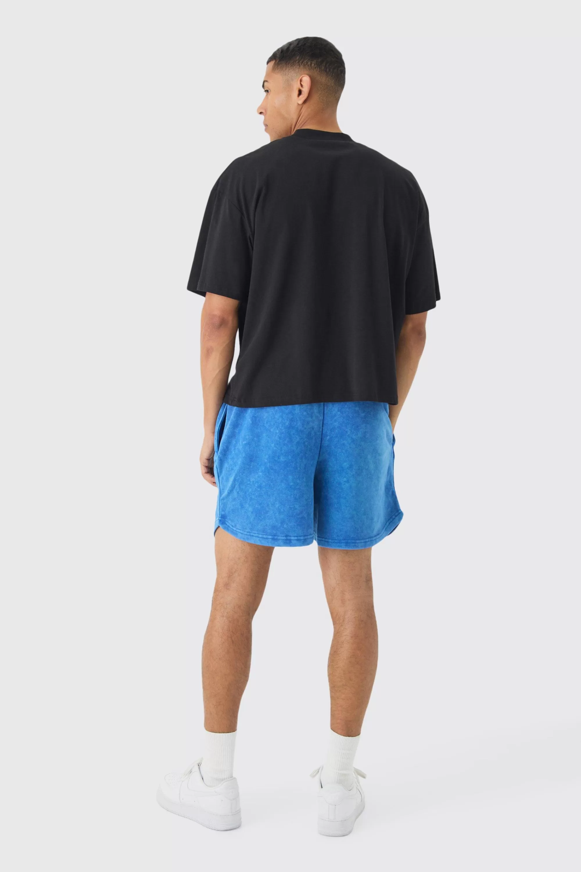 boohooMAN Relaxed Fit Acid Washed Volley Shorts | UK