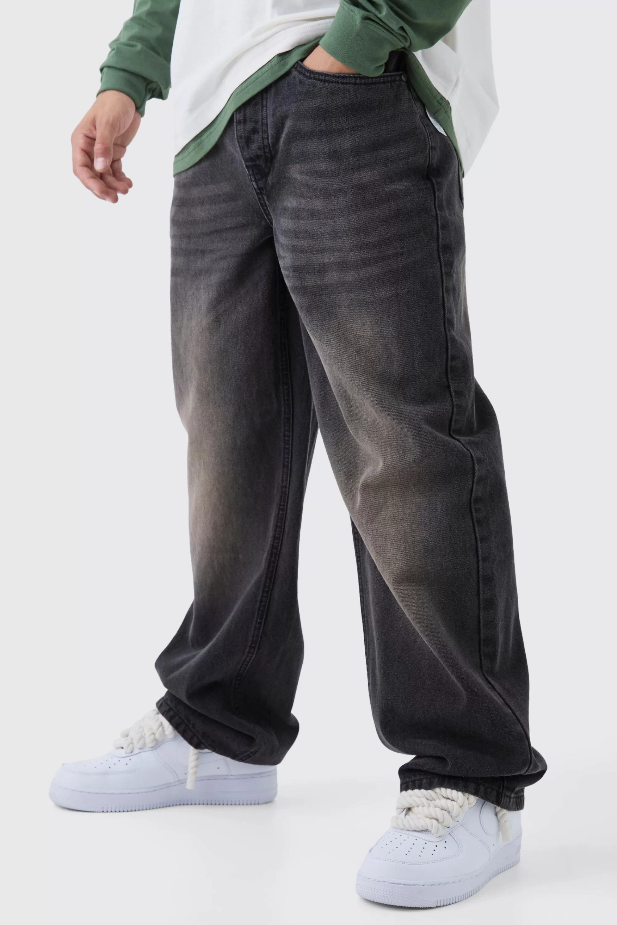 boohooMAN Relaxed Fit Washed Jeans | UK