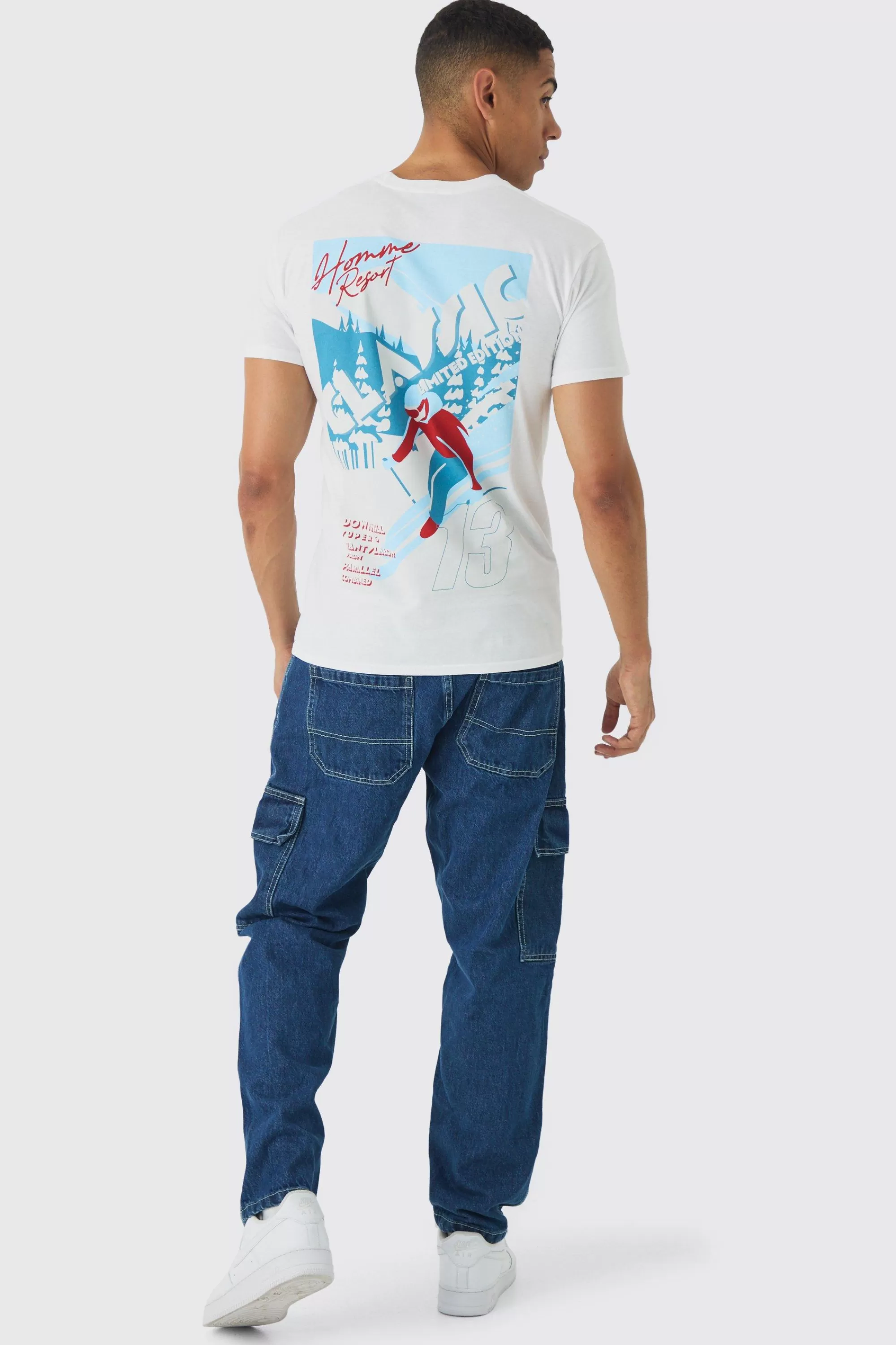 boohooMAN Relaxed Fit Contrast Stitch Cargo Jeans | UK