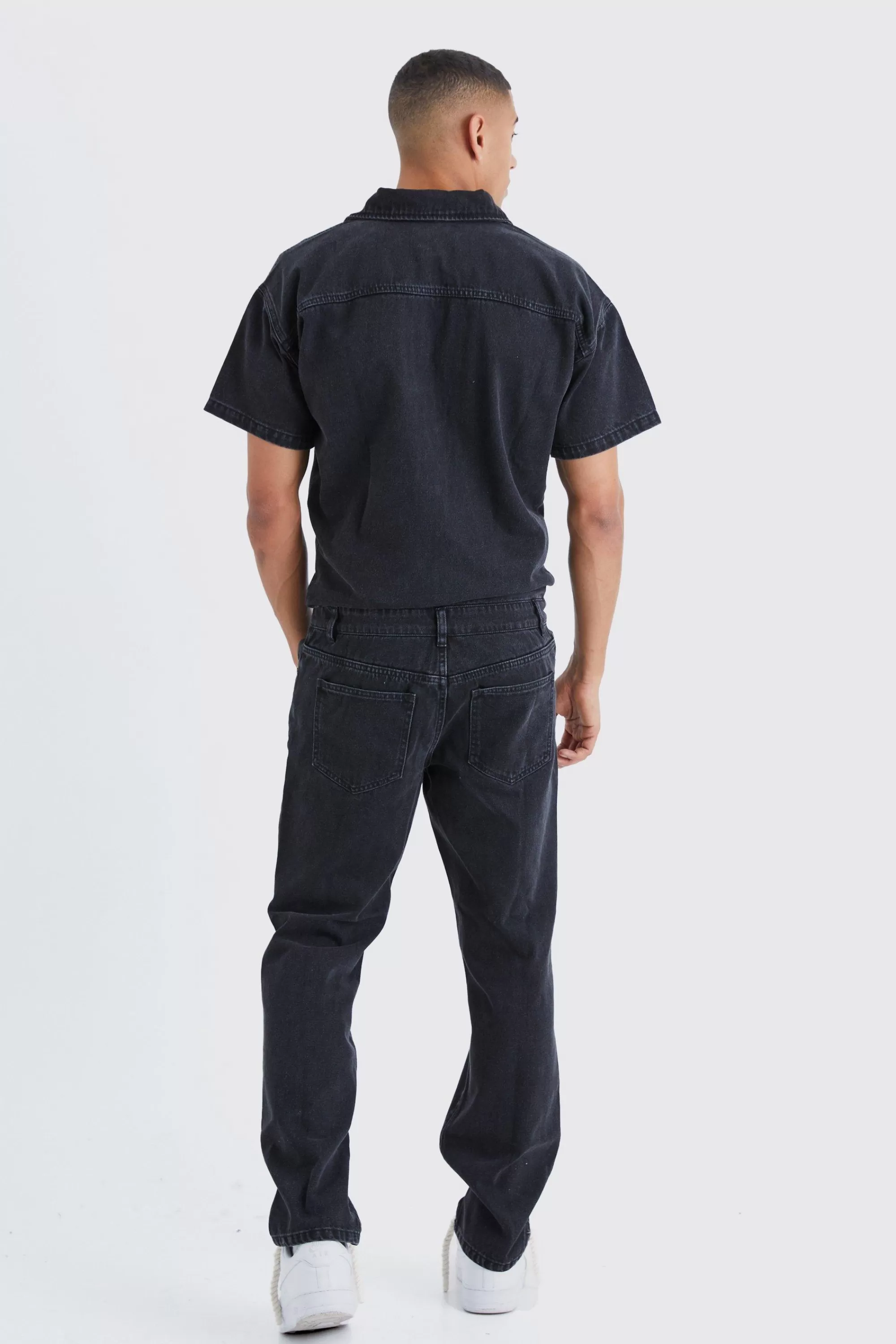 boohooMAN Relaxed Fit Denim Jumpsuit | UK