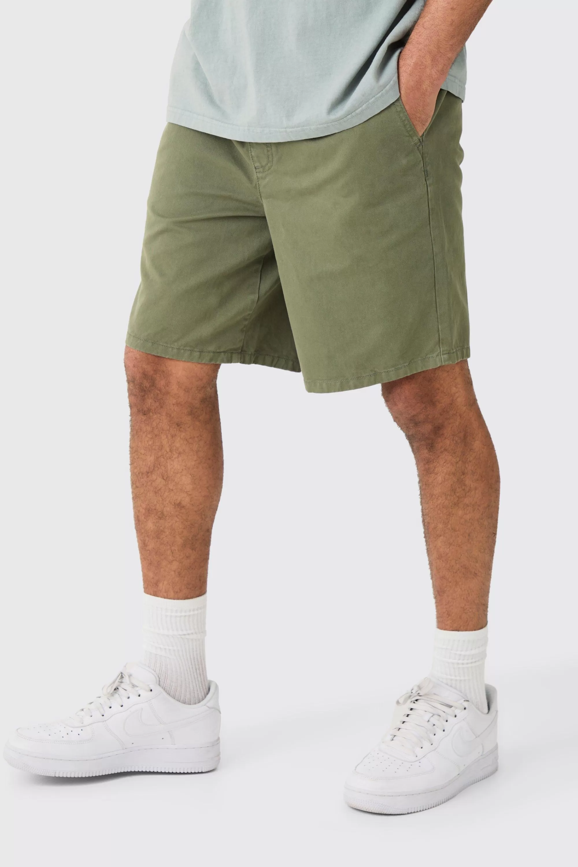 boohooMAN Relaxed Fit Elasticated Waist Chino Shorts In | UK