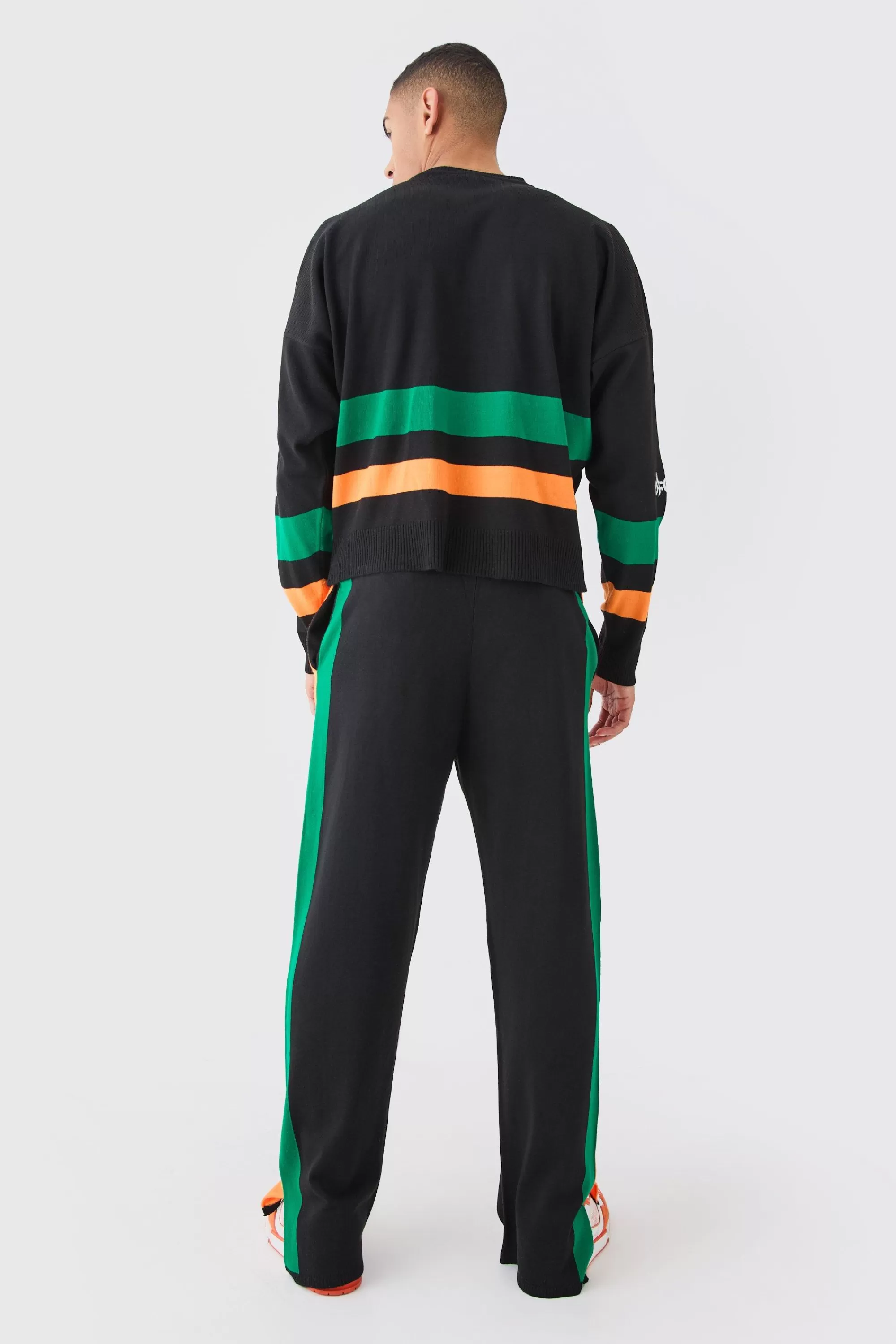 boohooMAN Relaxed Fit Moto Knitted Joggers | UK