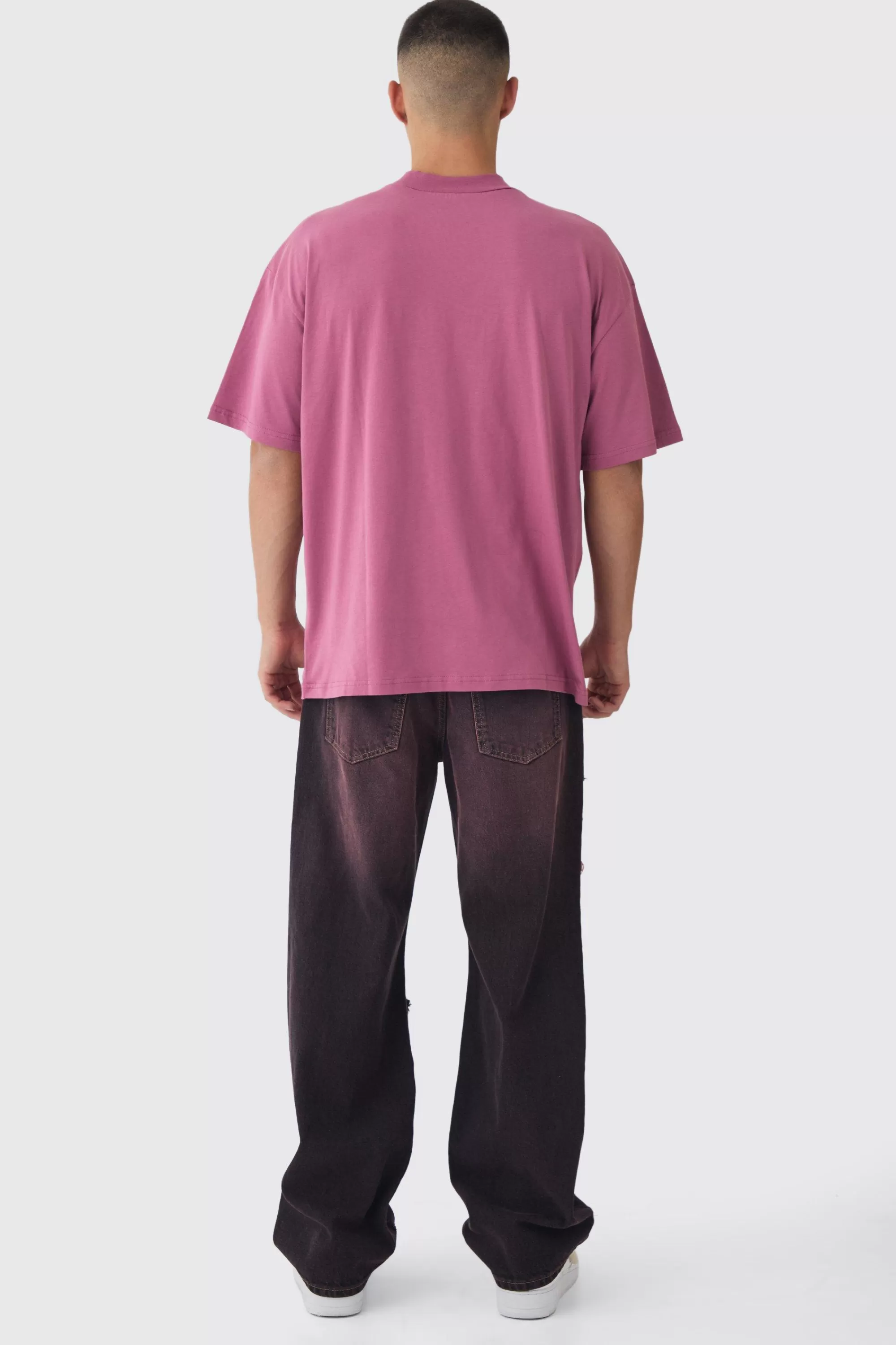 boohooMAN Relaxed Fit Tinted Distressed Jeans | UK