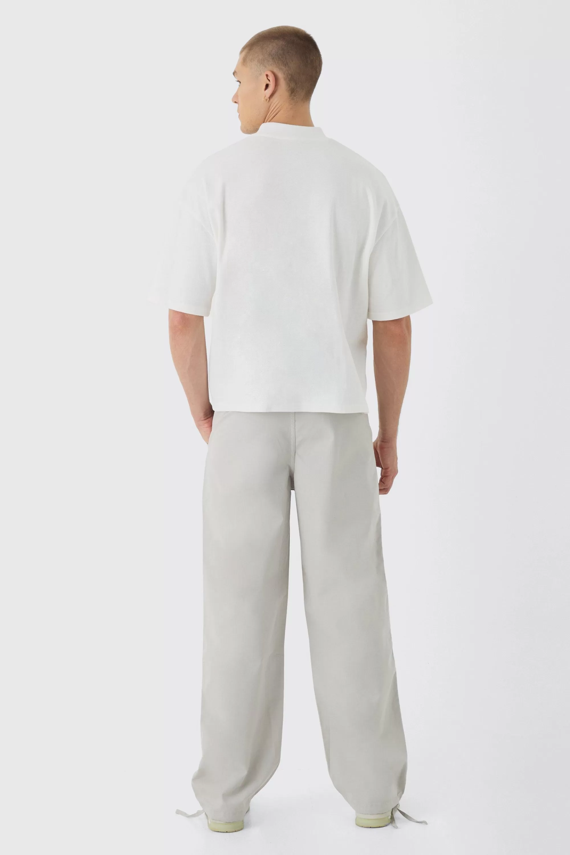 boohooMAN Relaxed Fit Textured Ripstop Trousers | UK