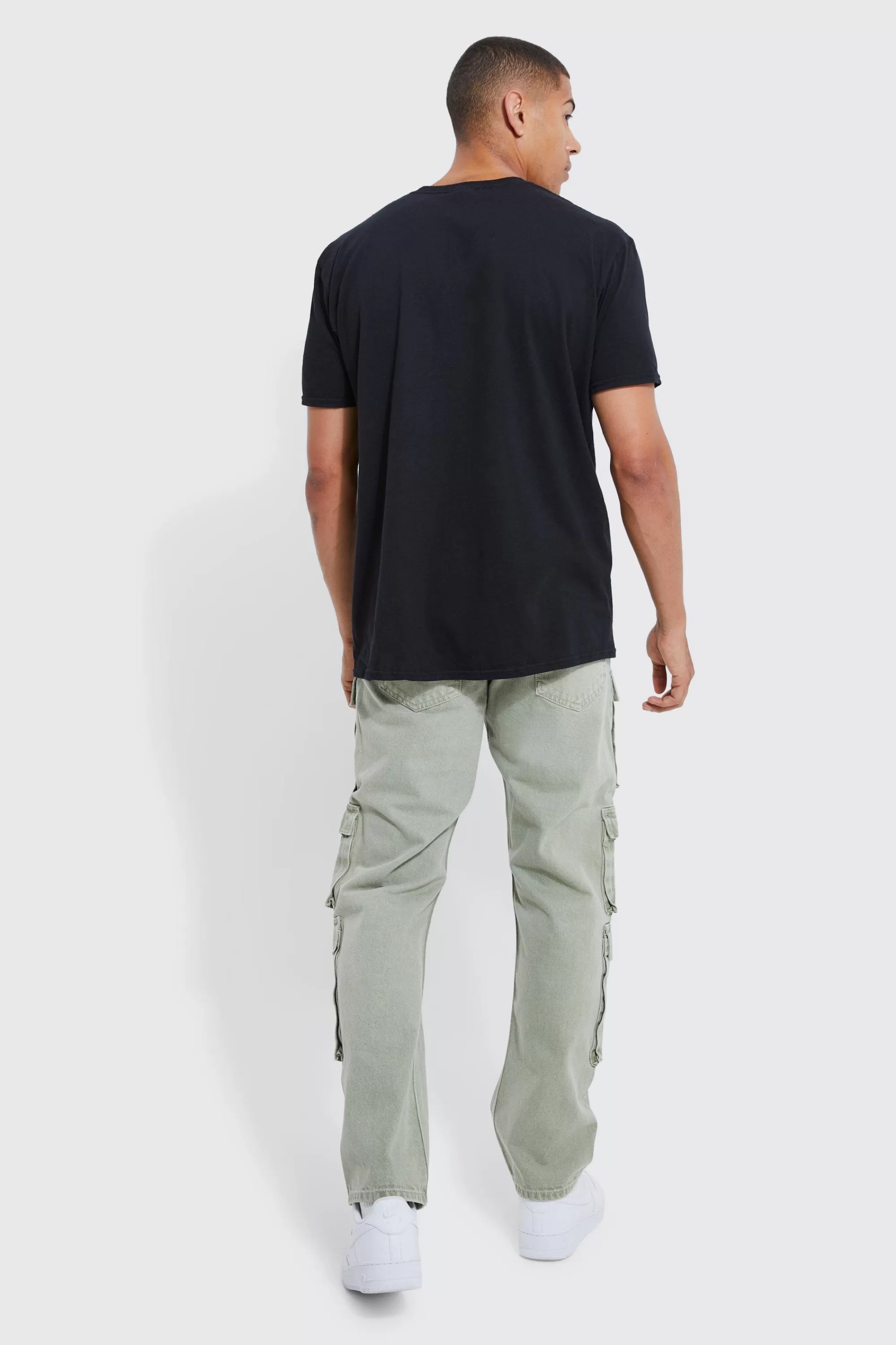 boohooMAN Relaxed Fit Washed Multi Pocket Cargo Jeans | UK