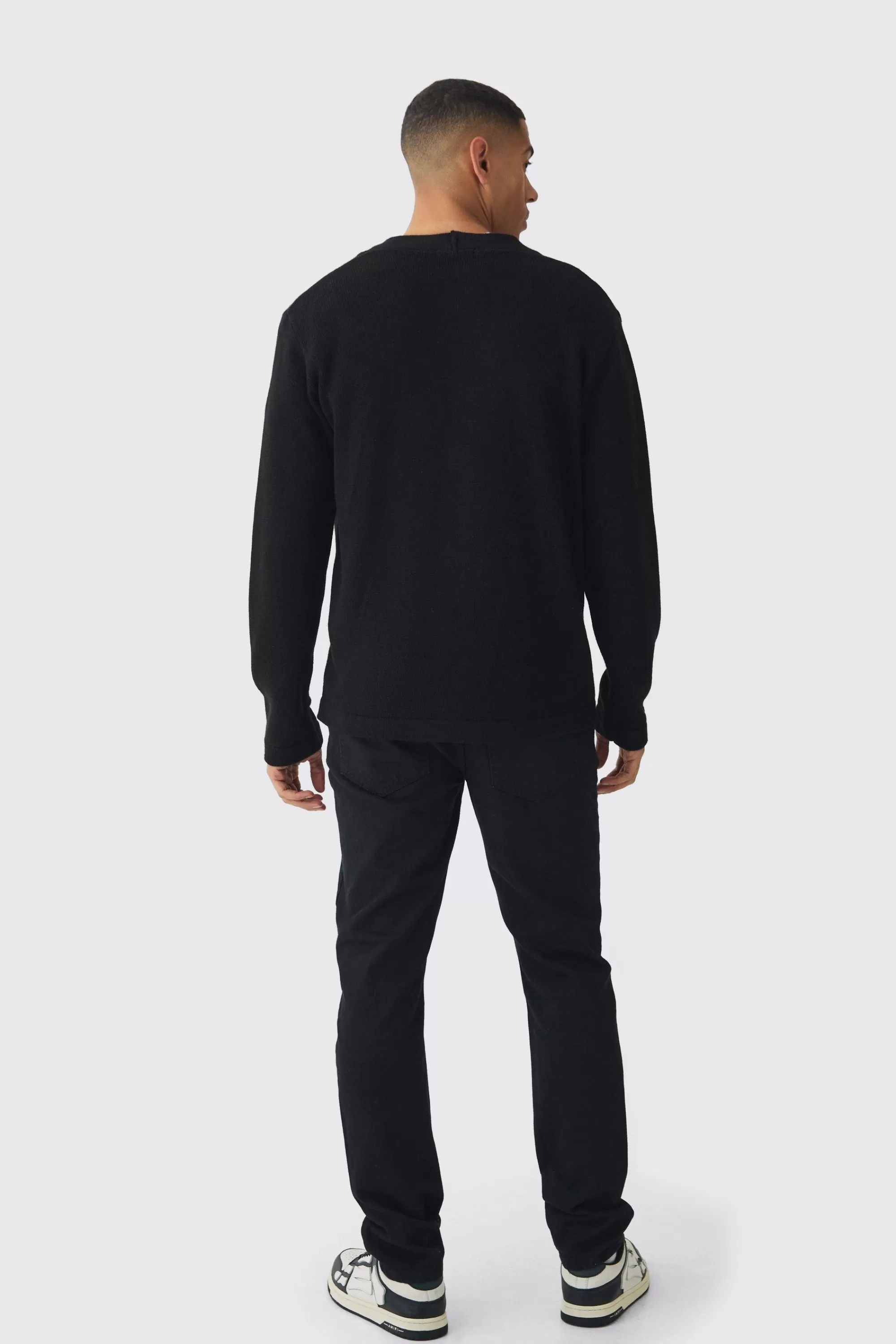 boohooMAN Relaxed Heart Knitted Cardigan | UK