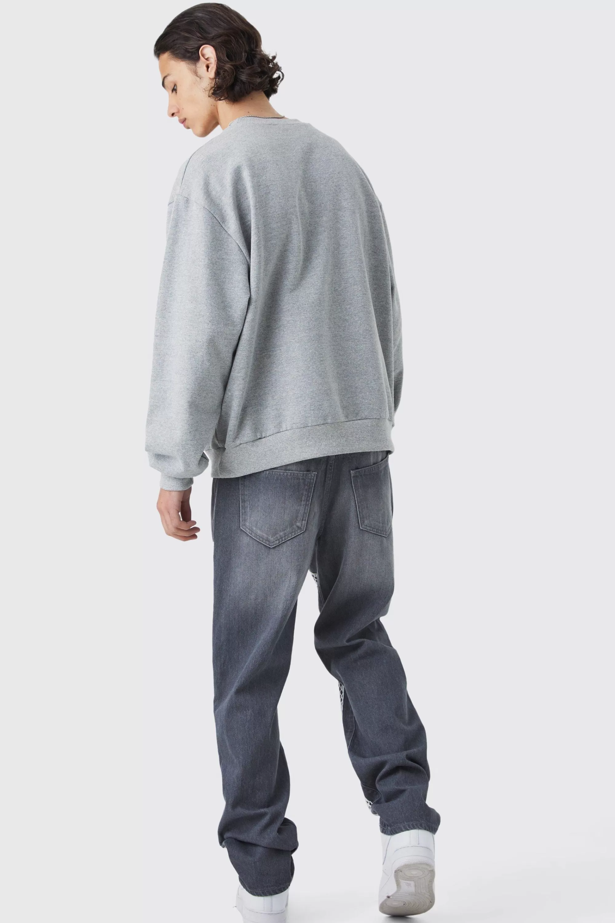 boohooMAN Relaxed Mesh Worker Panel Jeans | UK