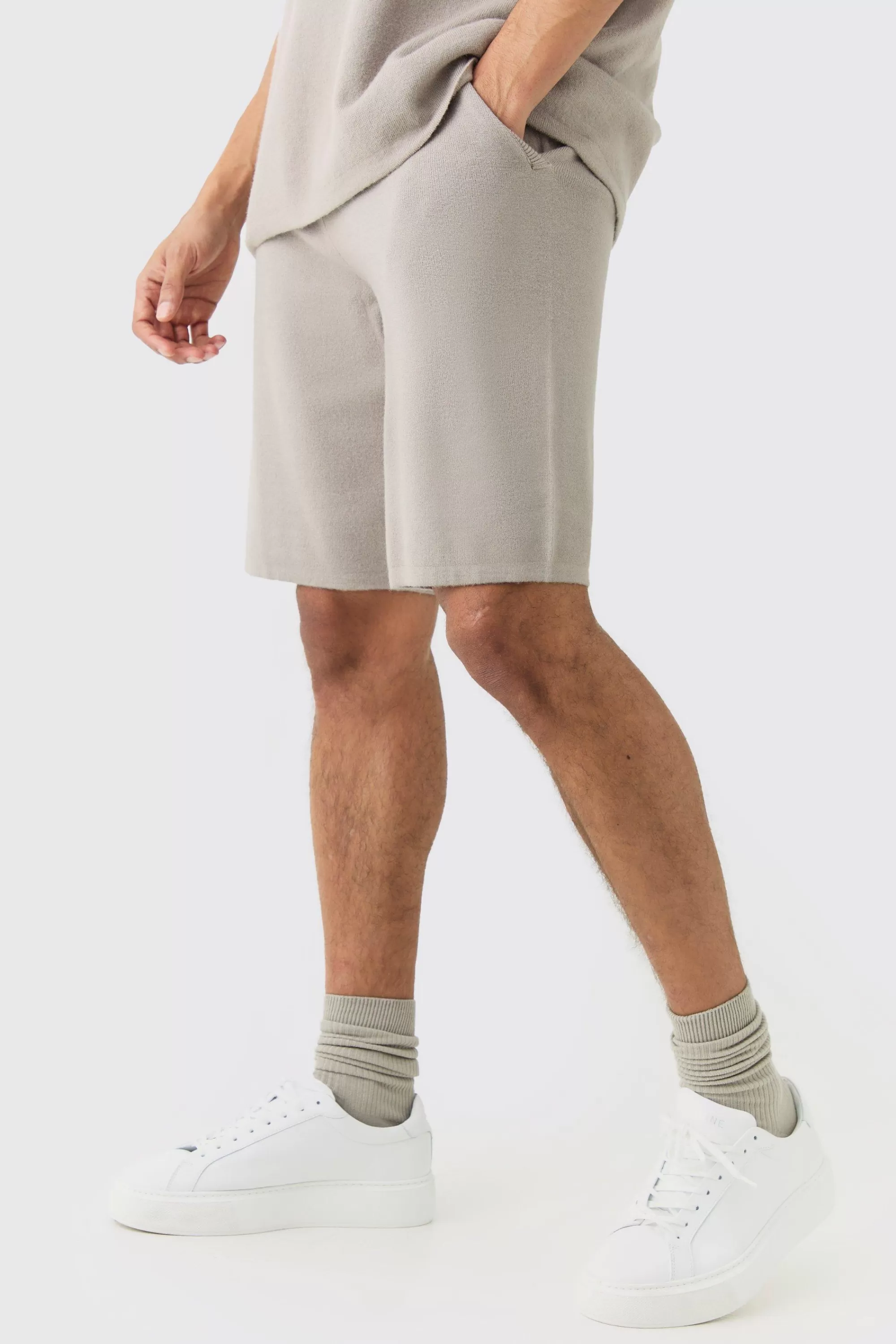 boohooMAN Relaxed Mid Length Knitted Short | UK