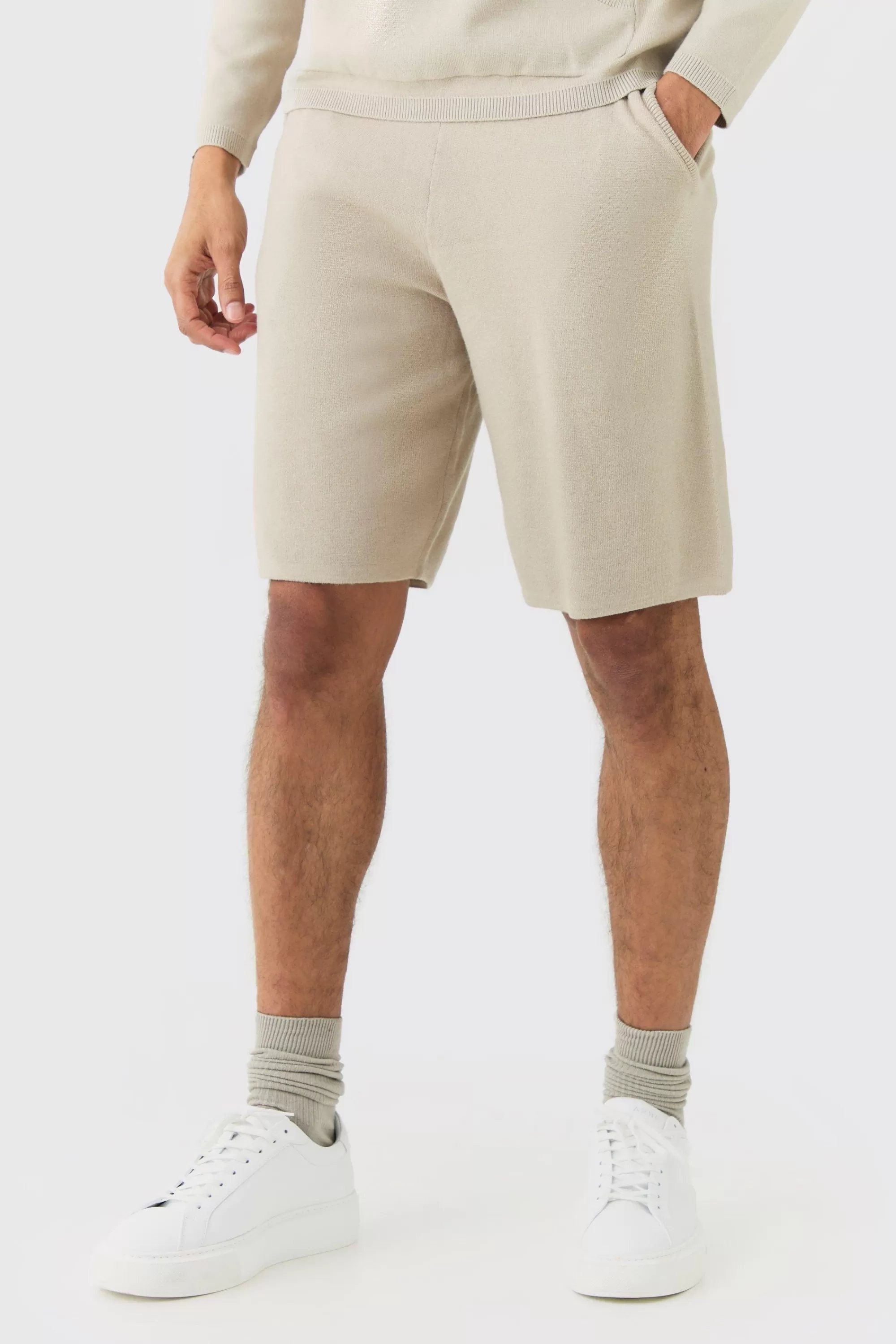 boohooMAN Relaxed Mid Length Knitted Short | UK