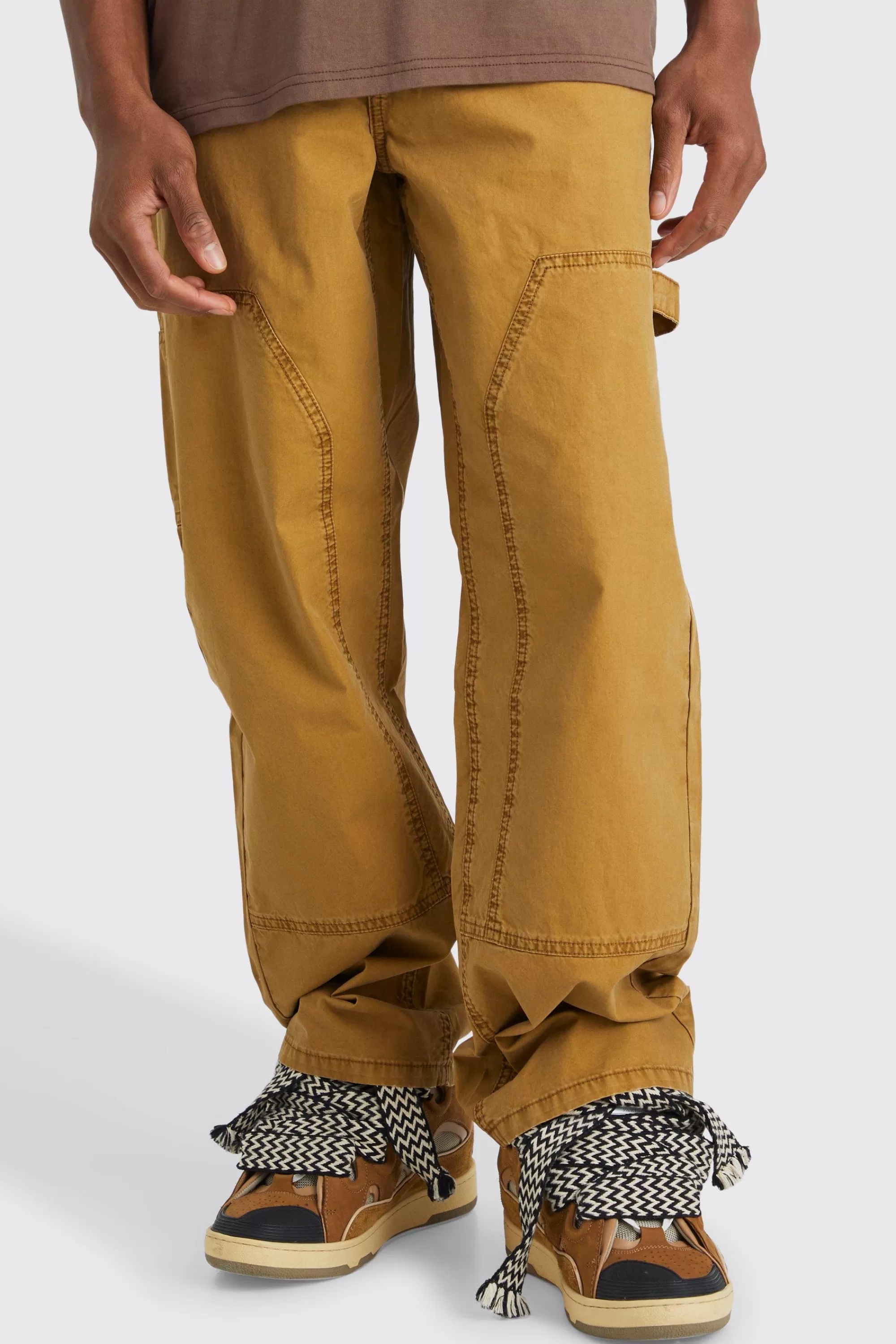 boohooMAN Relaxed Overdye Acid Wash Carpenter Trouser | UK