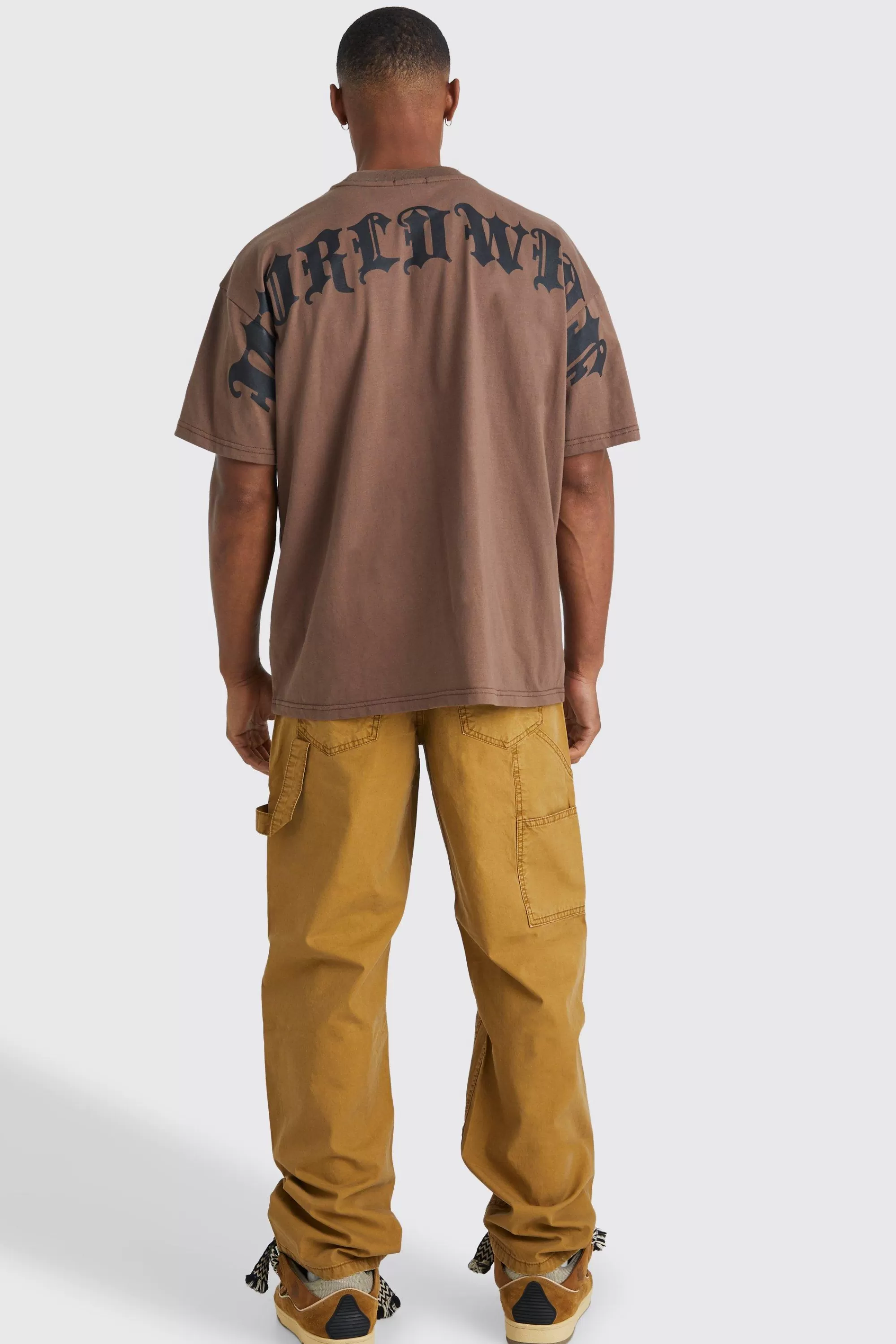 boohooMAN Relaxed Overdye Acid Wash Carpenter Trouser | UK