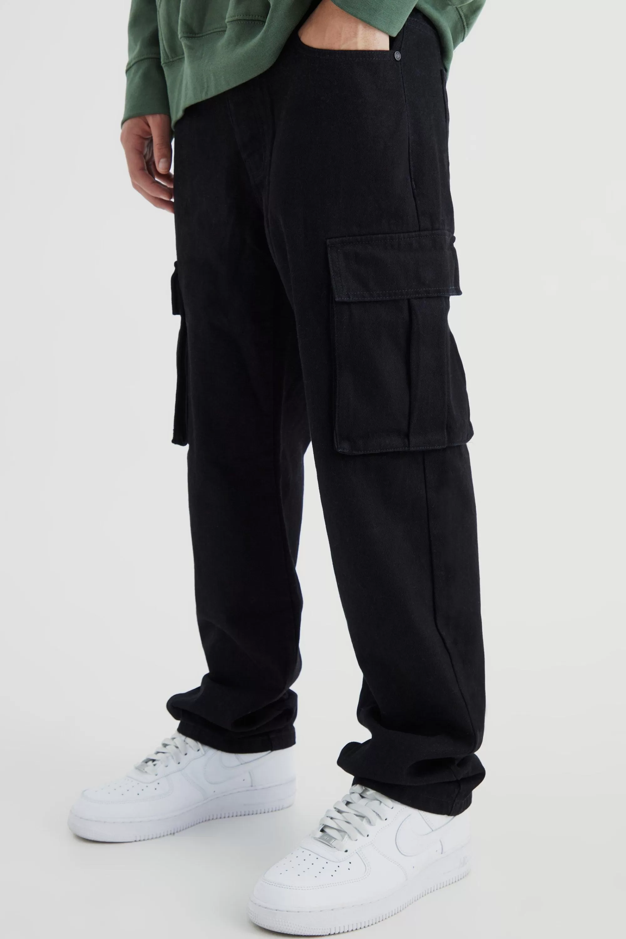 boohooMAN Relaxed Rigid Cargo Jeans | UK