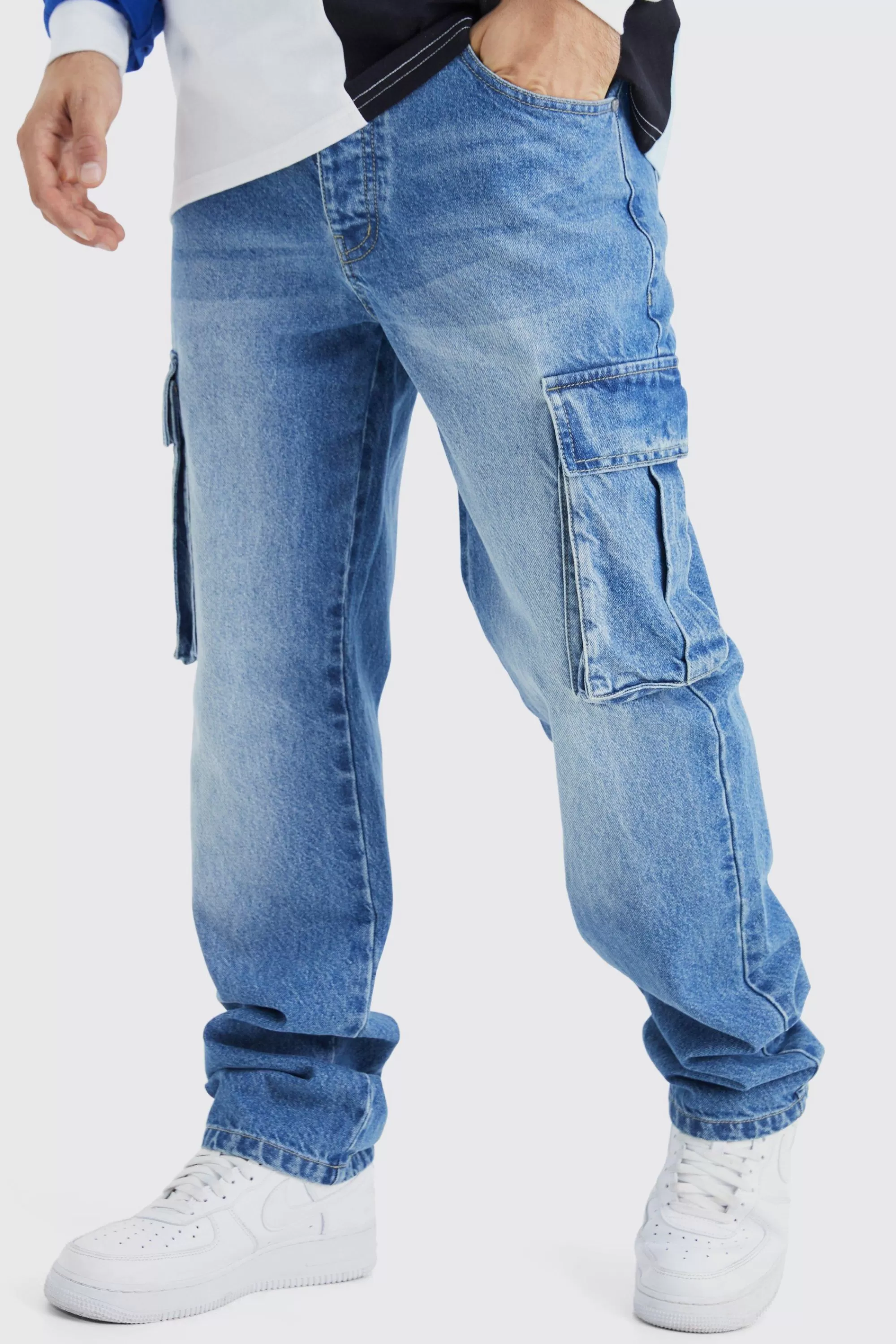 boohooMAN Relaxed Rigid Cargo Jeans | UK