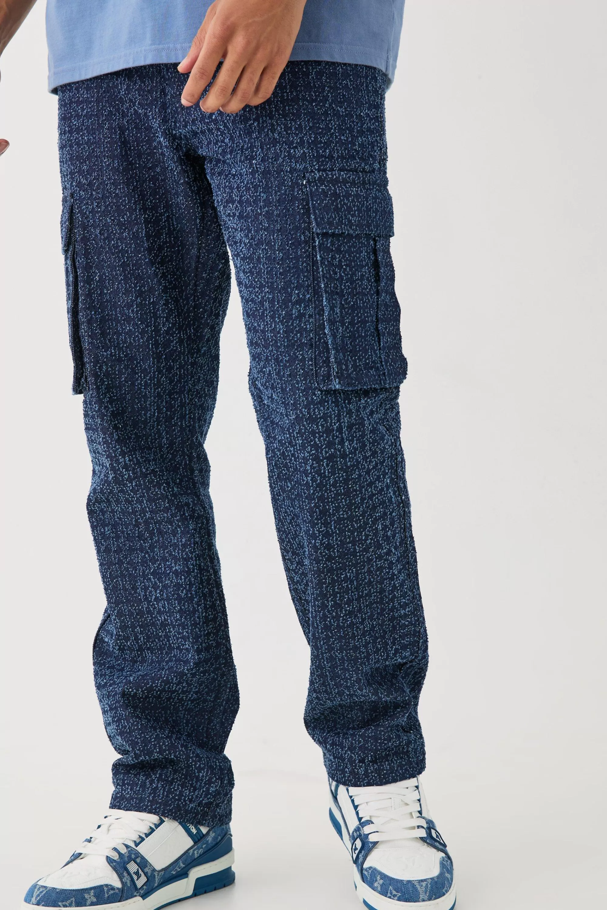 boohooMAN Relaxed Rigid Distressed Cargo Jean | UK