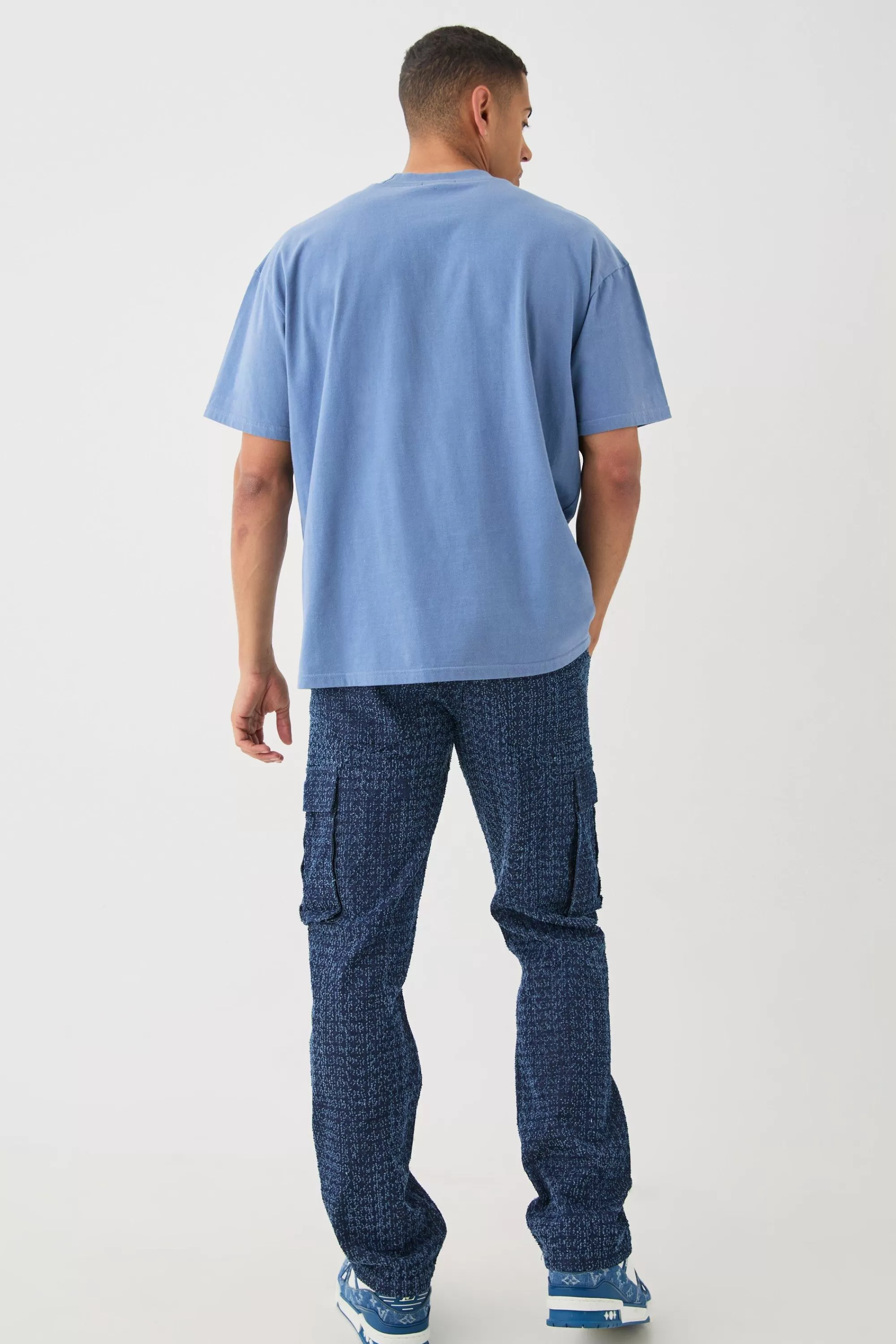 boohooMAN Relaxed Rigid Distressed Cargo Jean | UK