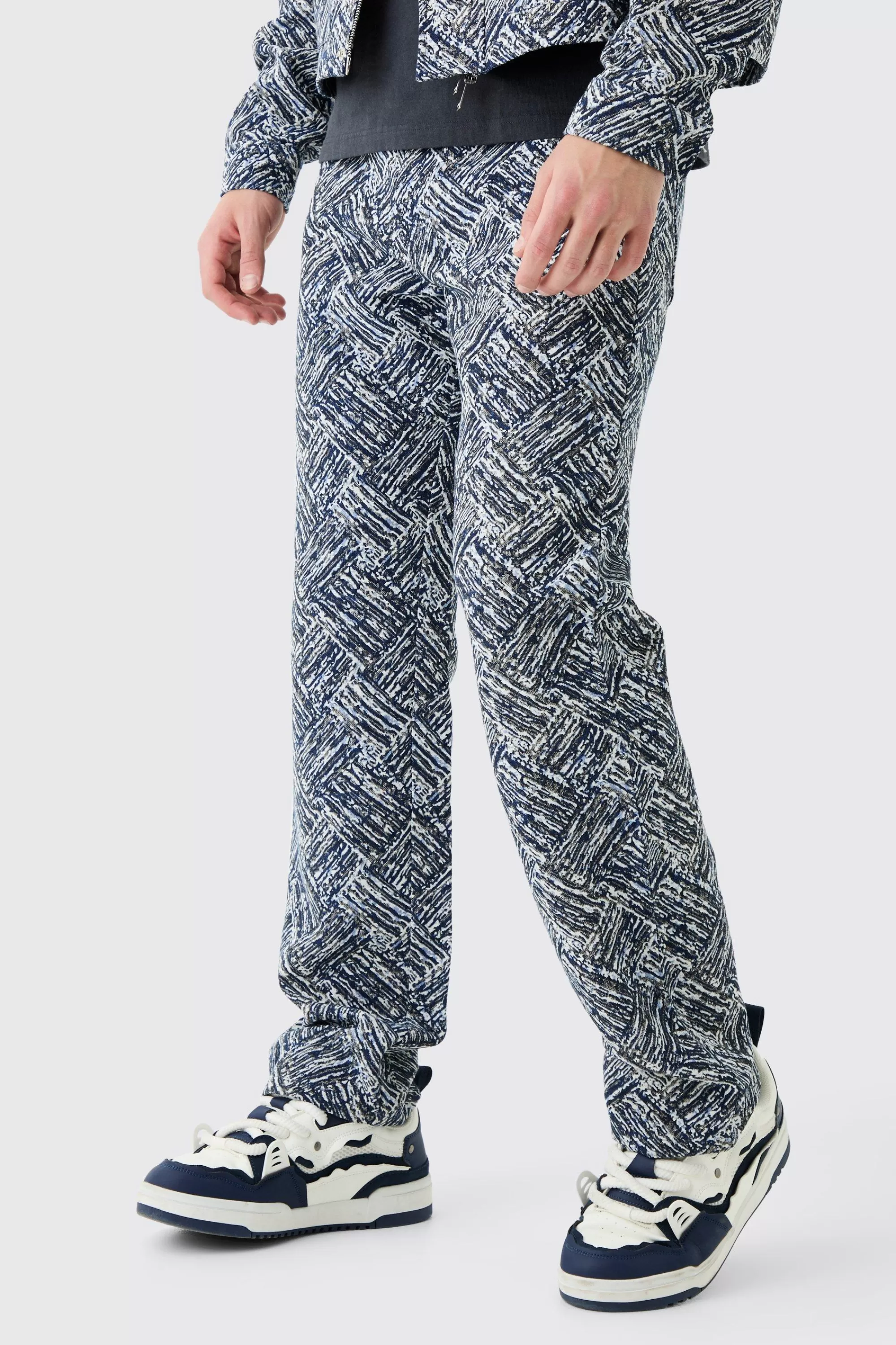boohooMAN Relaxed Rigid Fabric Interest Jeans | UK