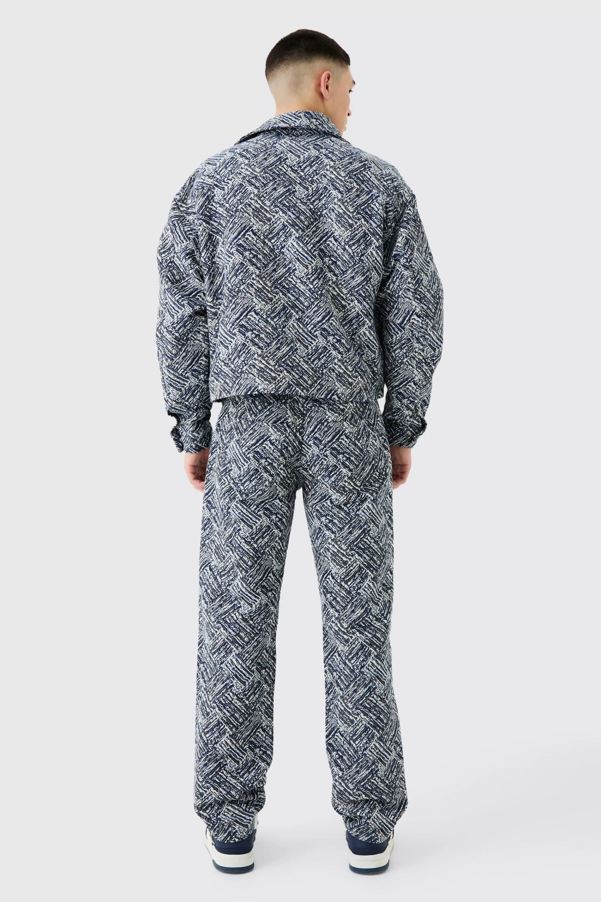 boohooMAN Relaxed Rigid Fabric Interest Jeans | UK