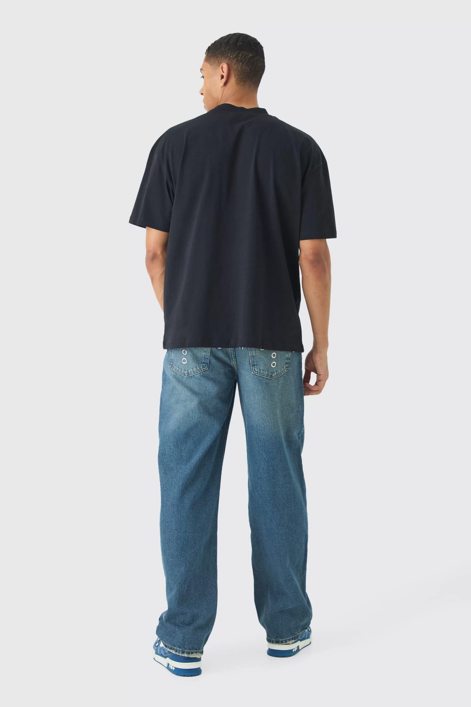 boohooMAN Relaxed Rigid Metal Hardware Jeans | UK