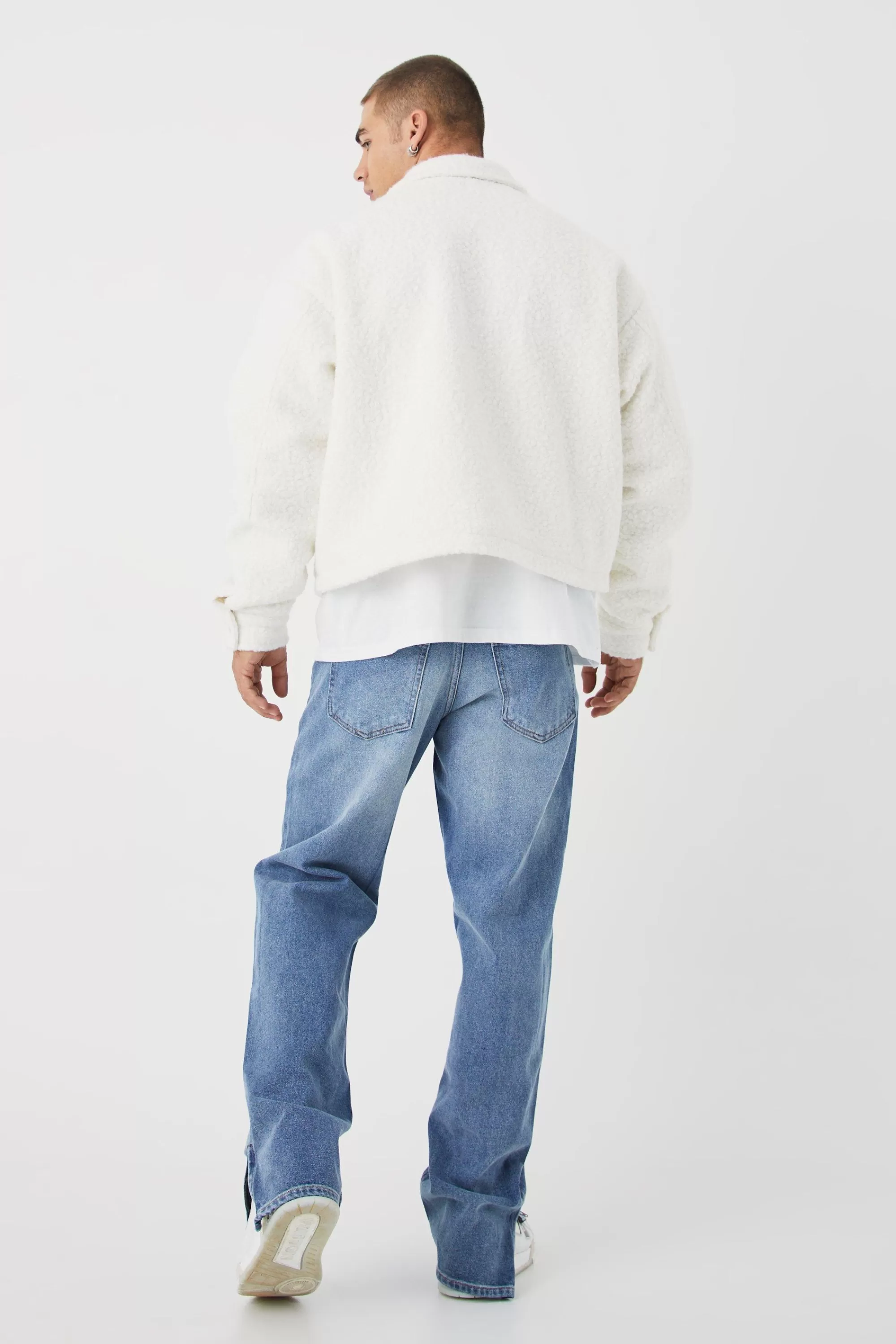 boohooMAN Relaxed Rigid Zip Hem Jeans | UK