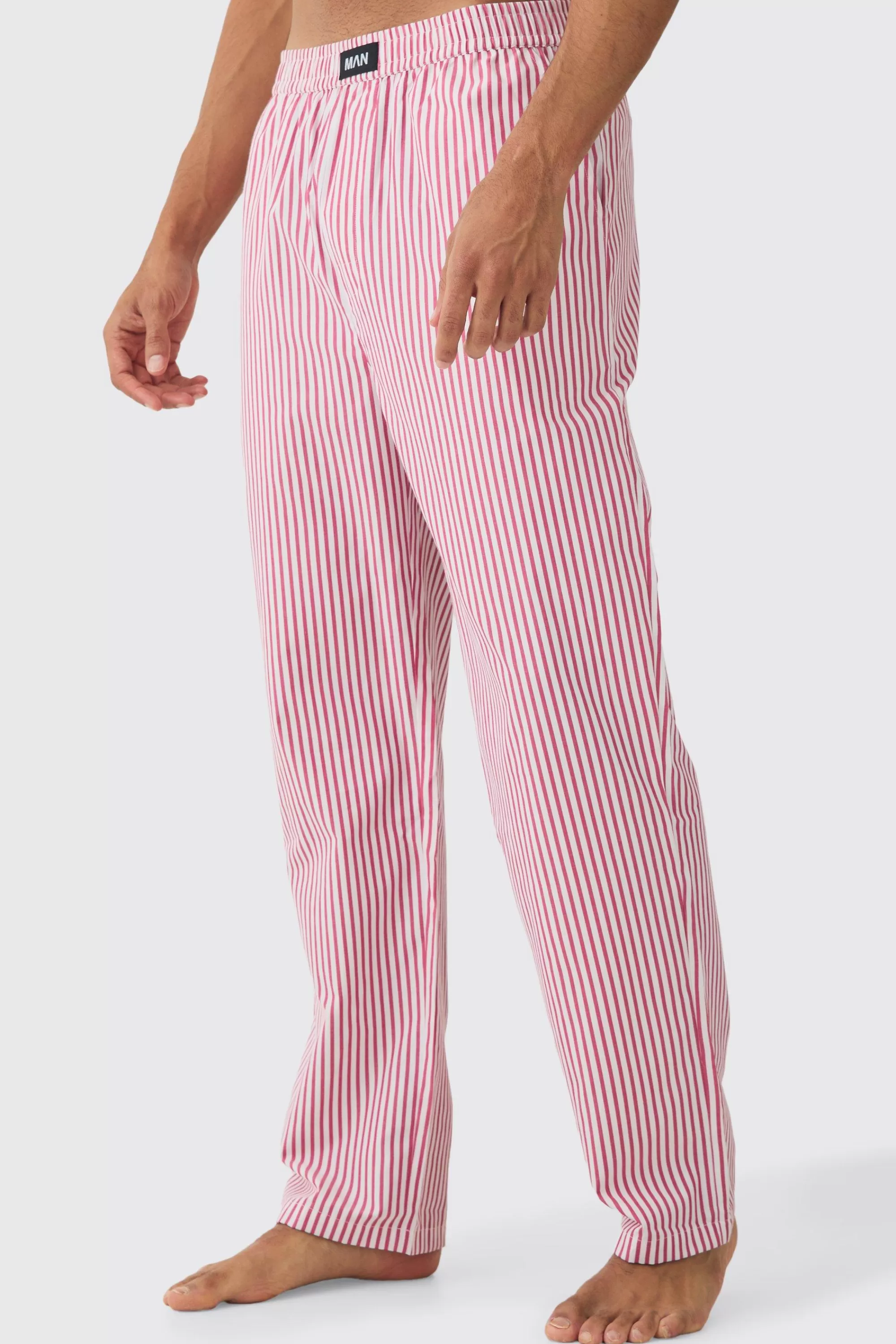 boohooMAN Relaxed Stripe Lounge Bottoms | UK