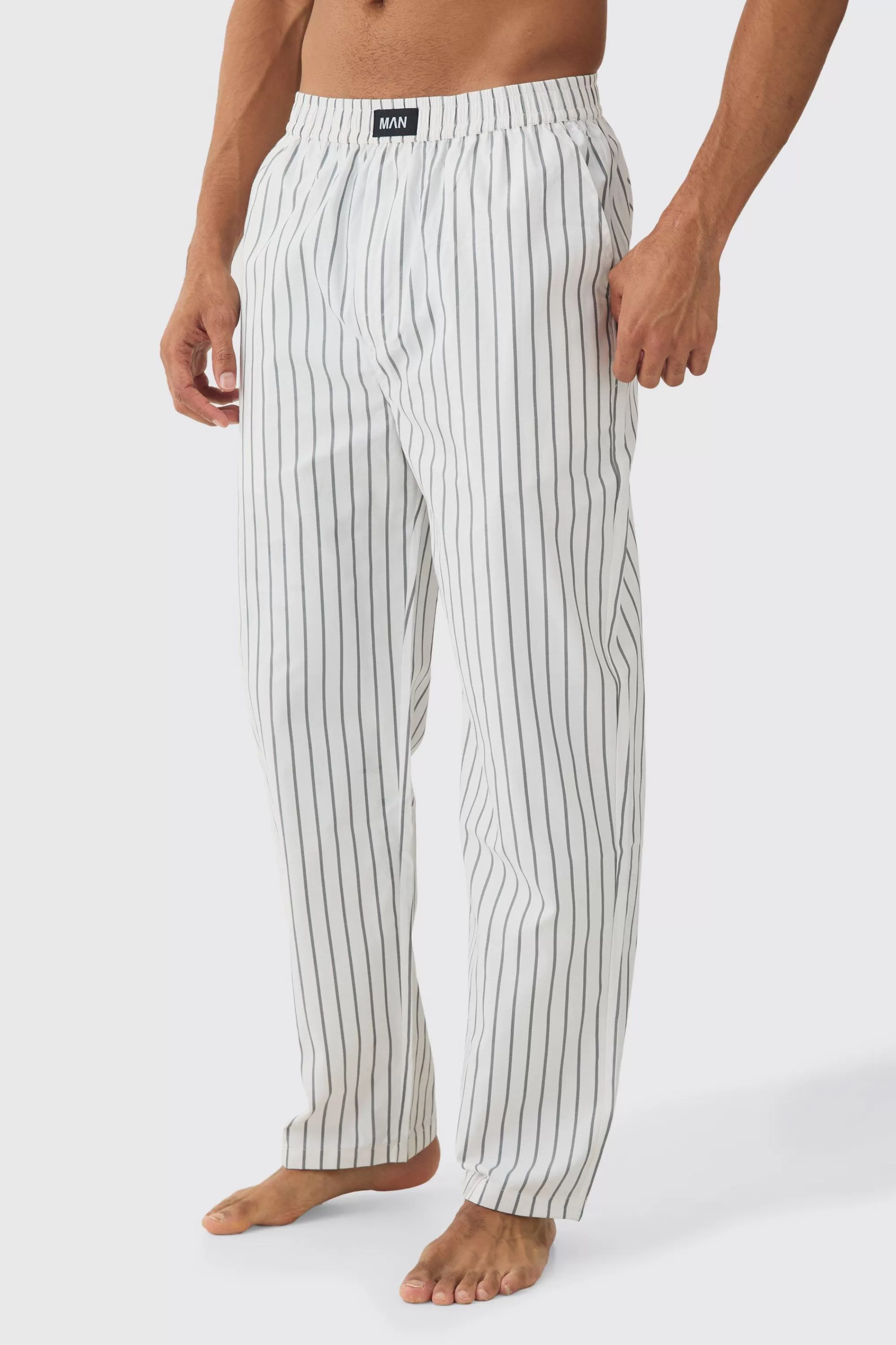 boohooMAN Relaxed Stripe Lounge Bottoms | UK