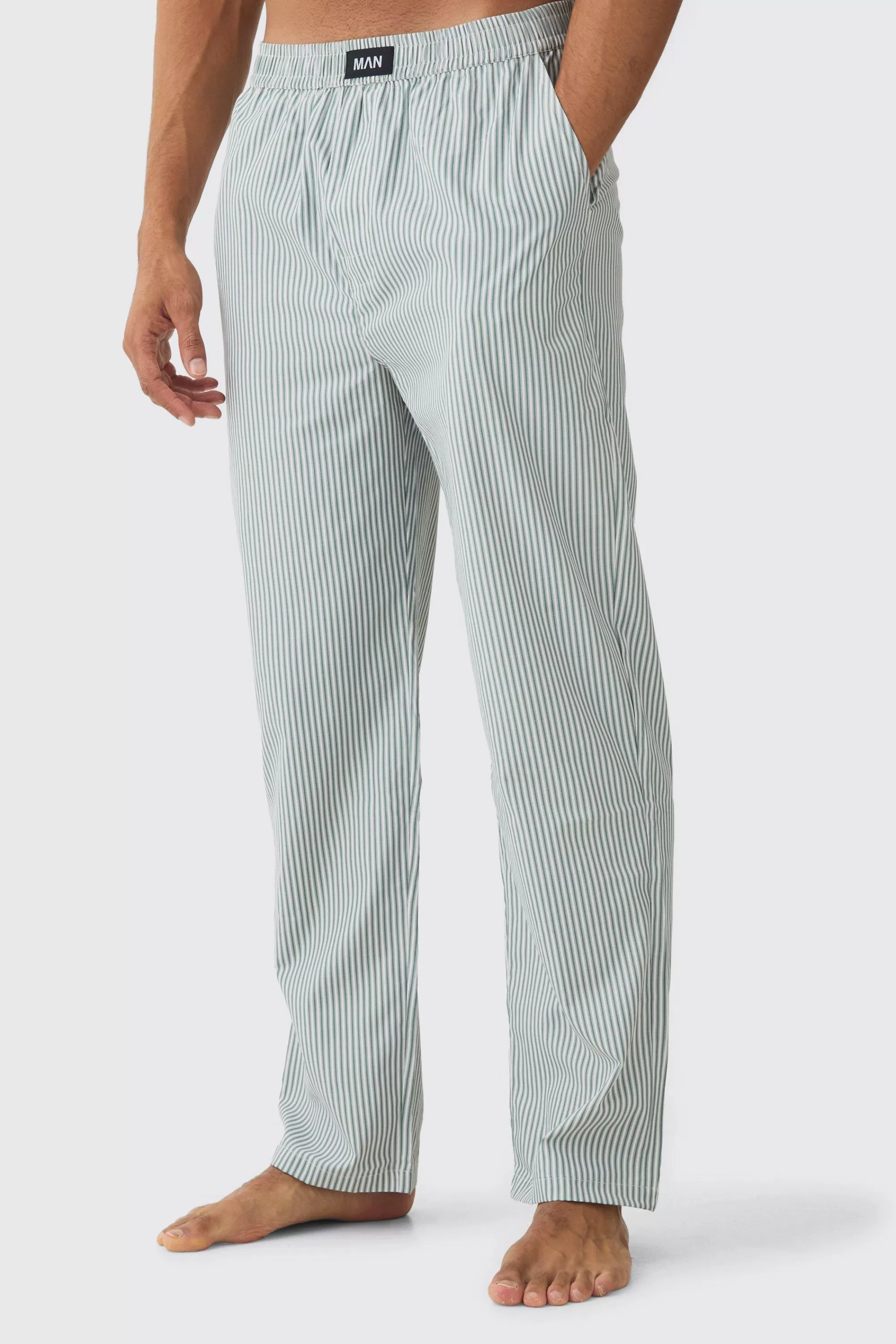 boohooMAN Relaxed Stripe Lounge Bottoms | UK