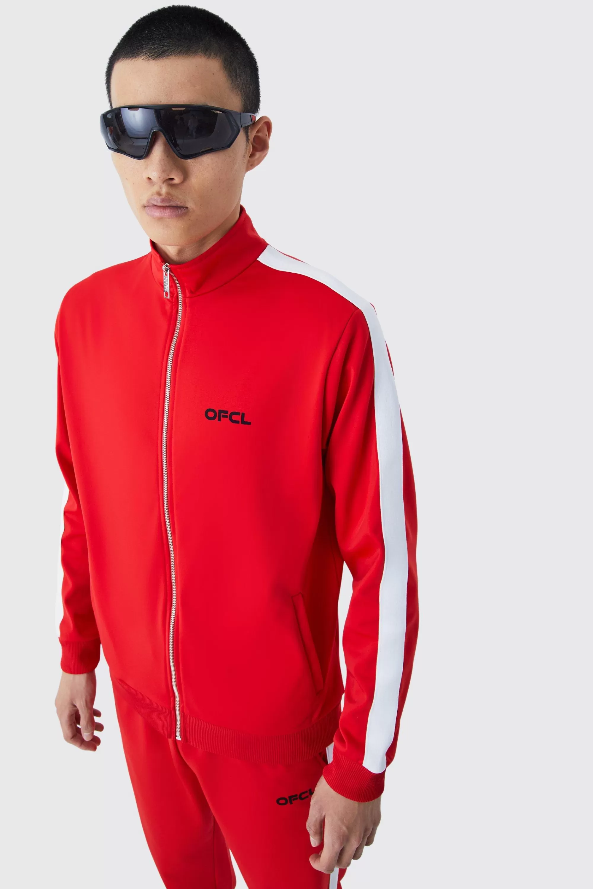 boohooMAN Relaxed Tricot Zip Detail Tracksuit | UK