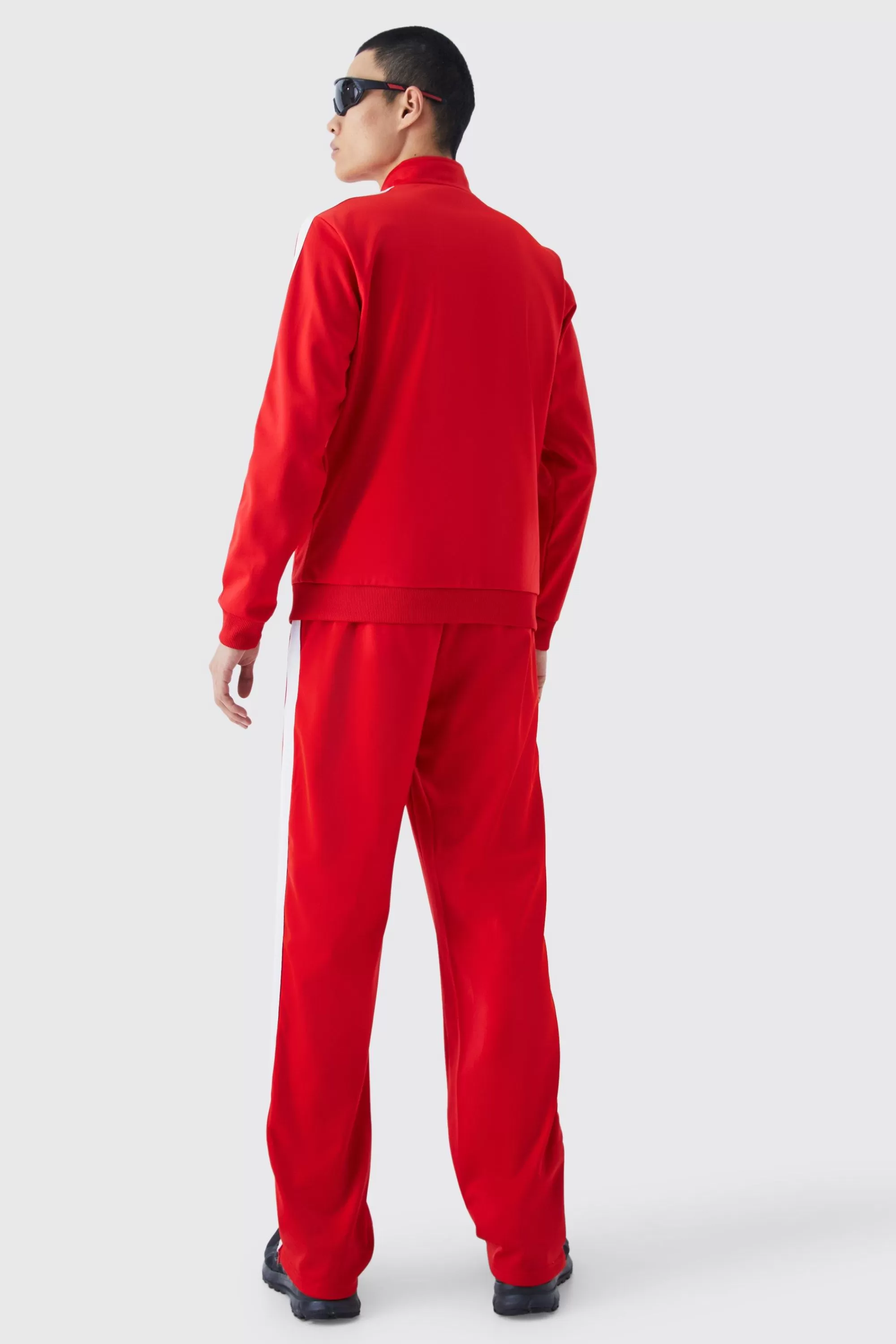 boohooMAN Relaxed Tricot Zip Detail Tracksuit | UK