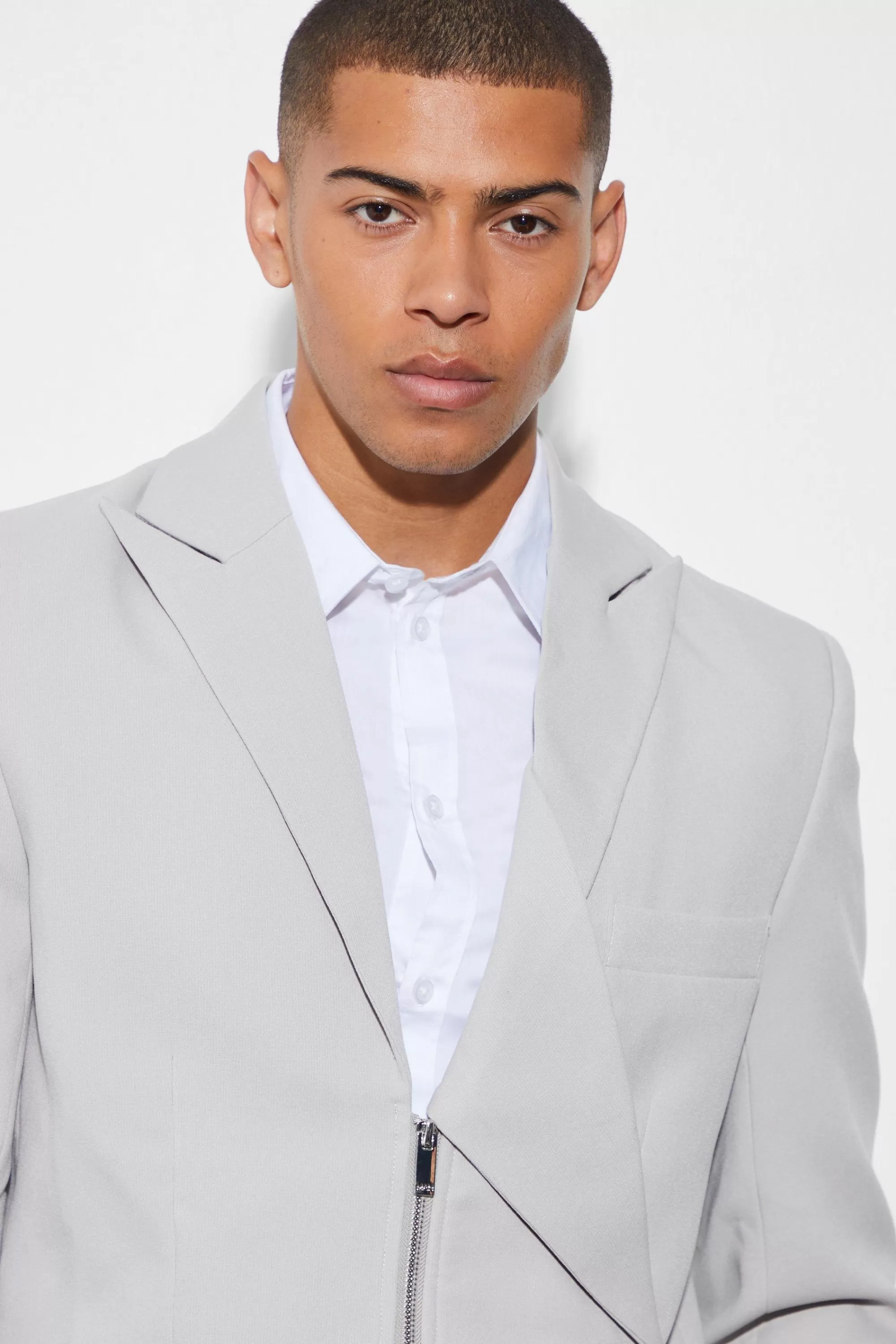boohooMAN Relaxed Zip Blazer | UK