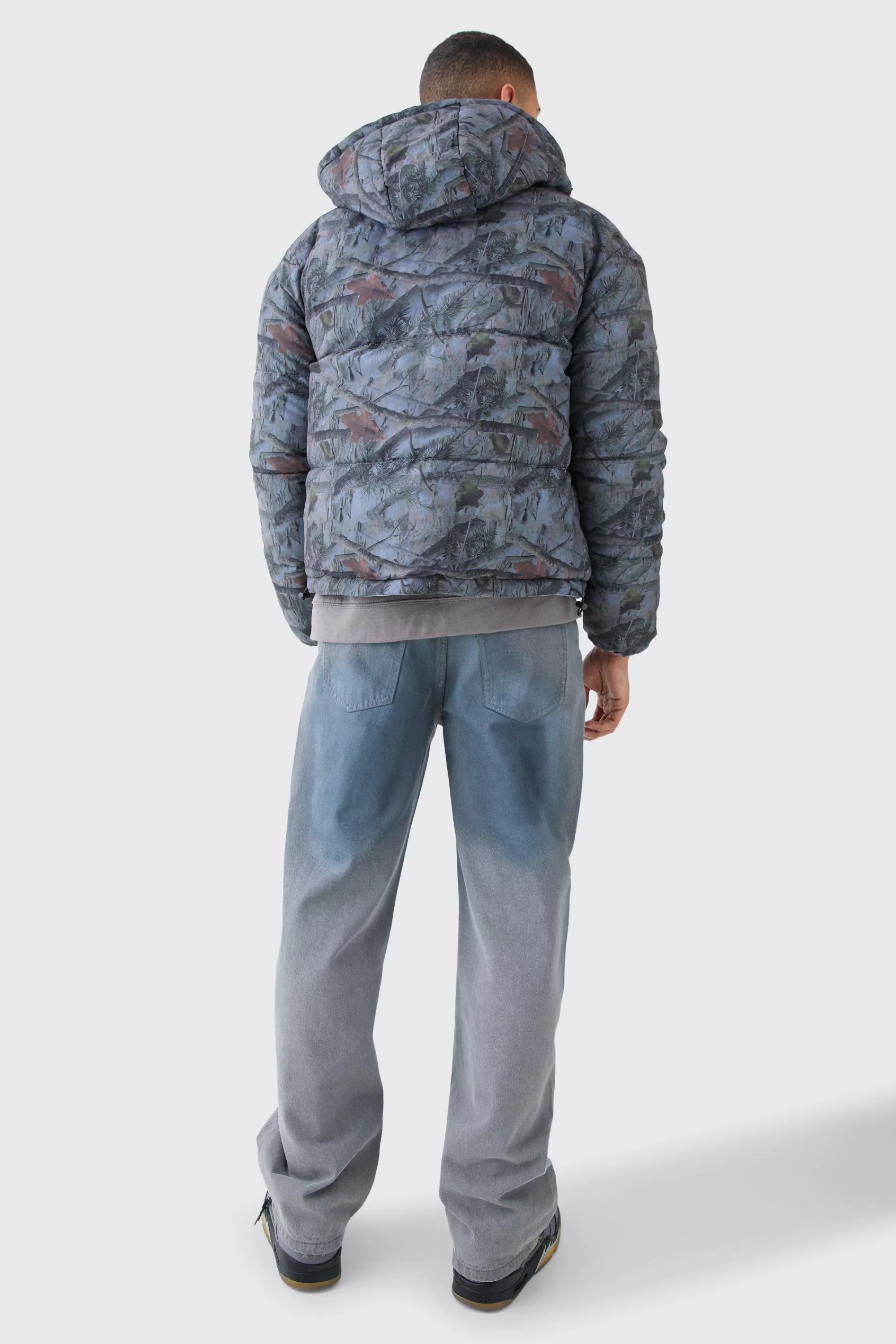 boohooMAN Reversible Camo Puffer Jacket | UK