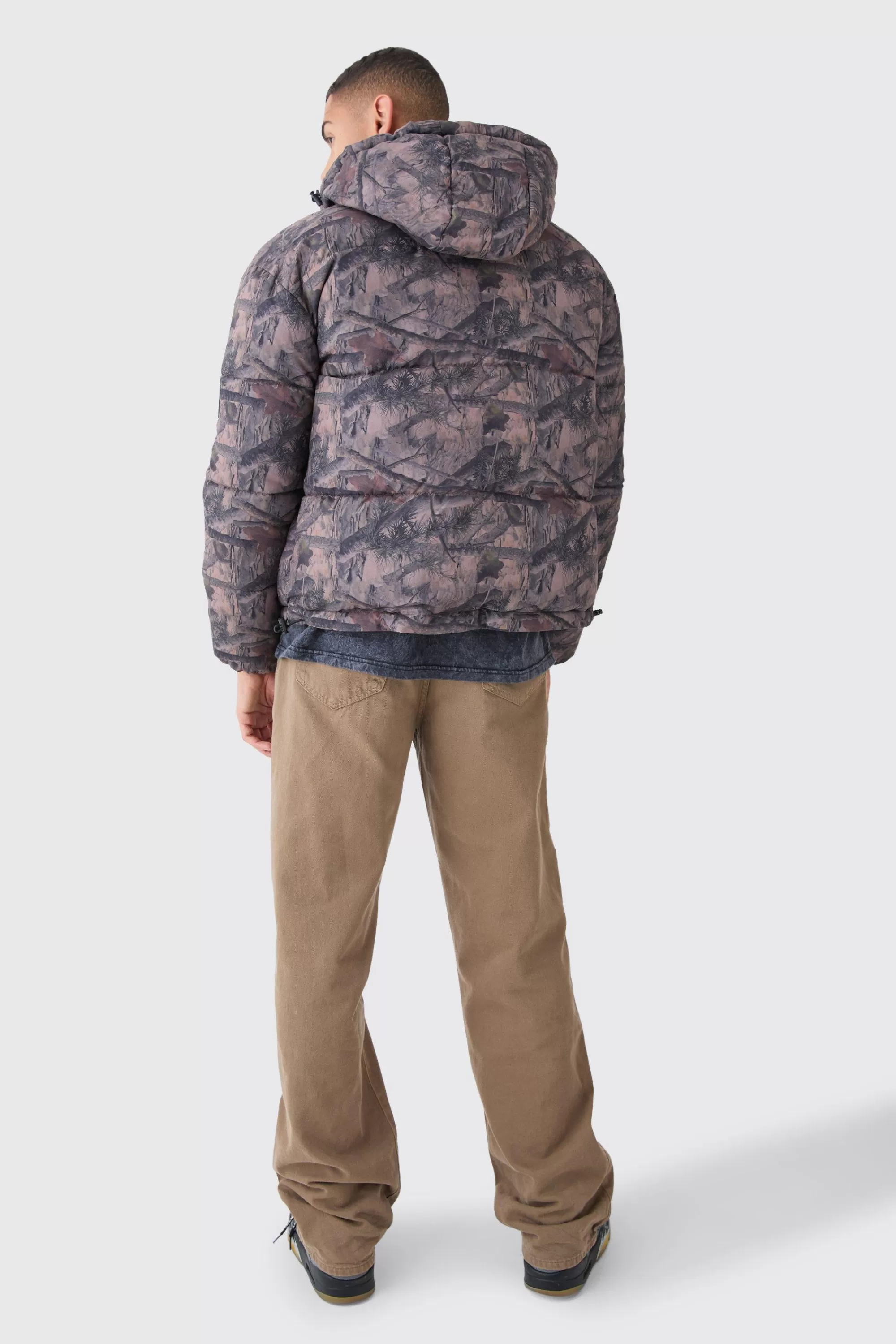 boohooMAN Reversible Camo Puffer Jacket | UK