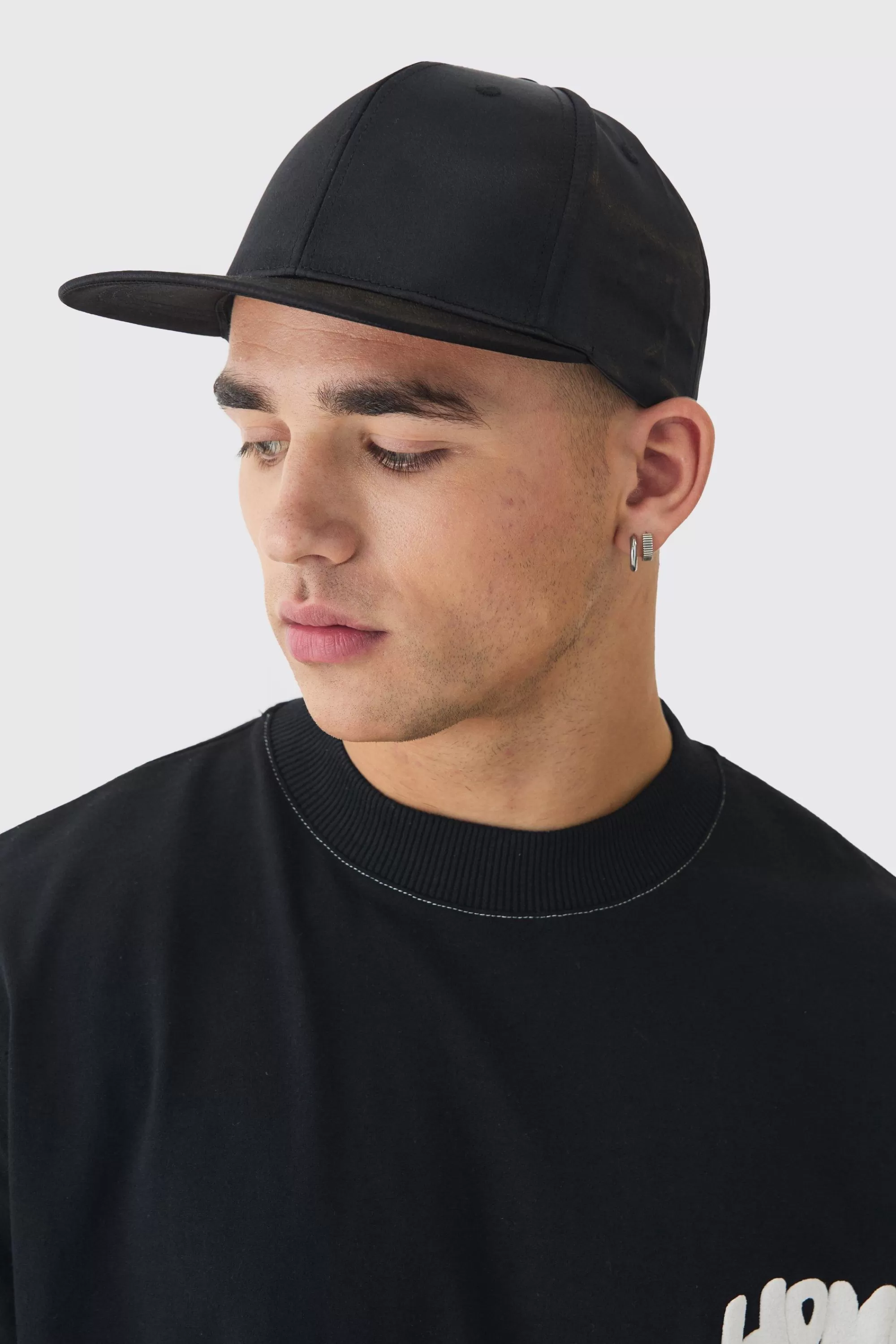 boohooMAN Satin Snapback In | UK