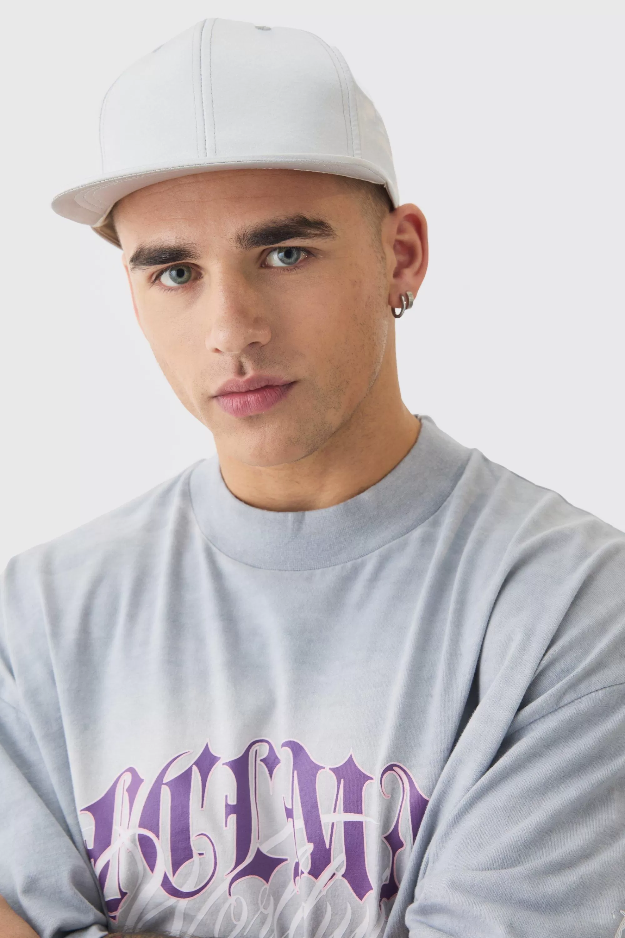 boohooMAN Satin Snapback In | UK