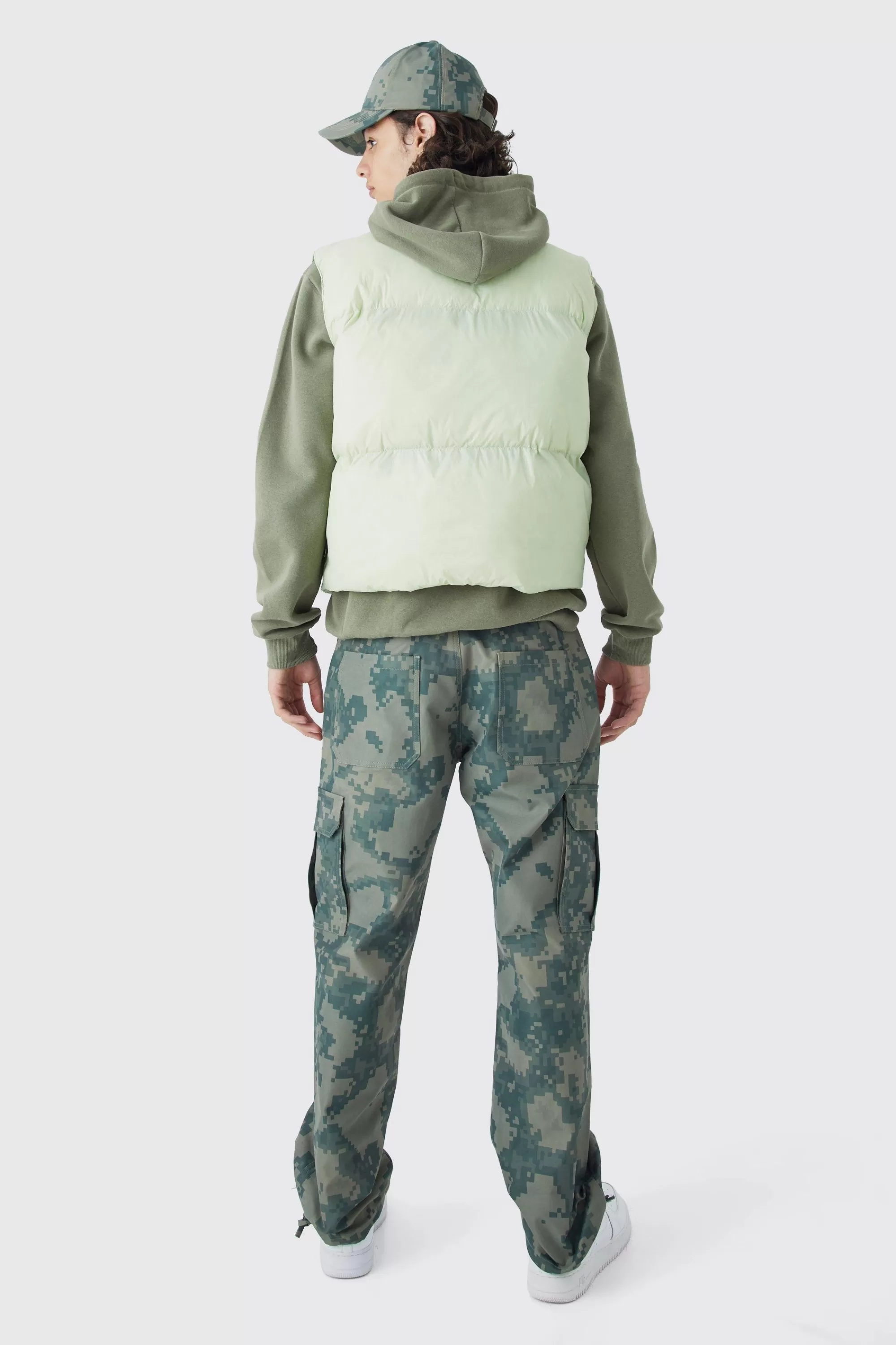 boohooMAN Sheen Quilted Nylon Gilet | UK