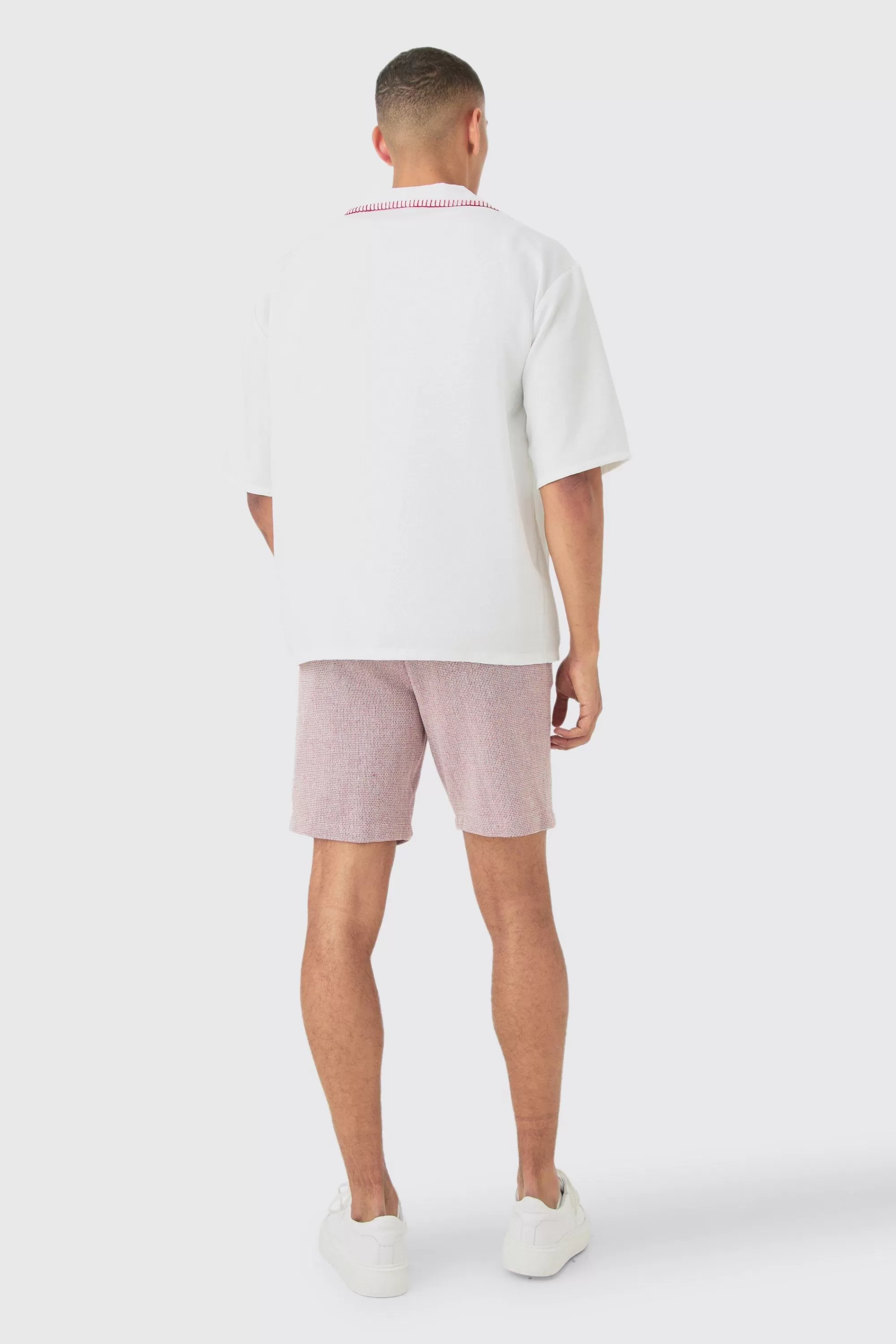 boohooMAN Short Sleeve Boxy Textured Set | UK