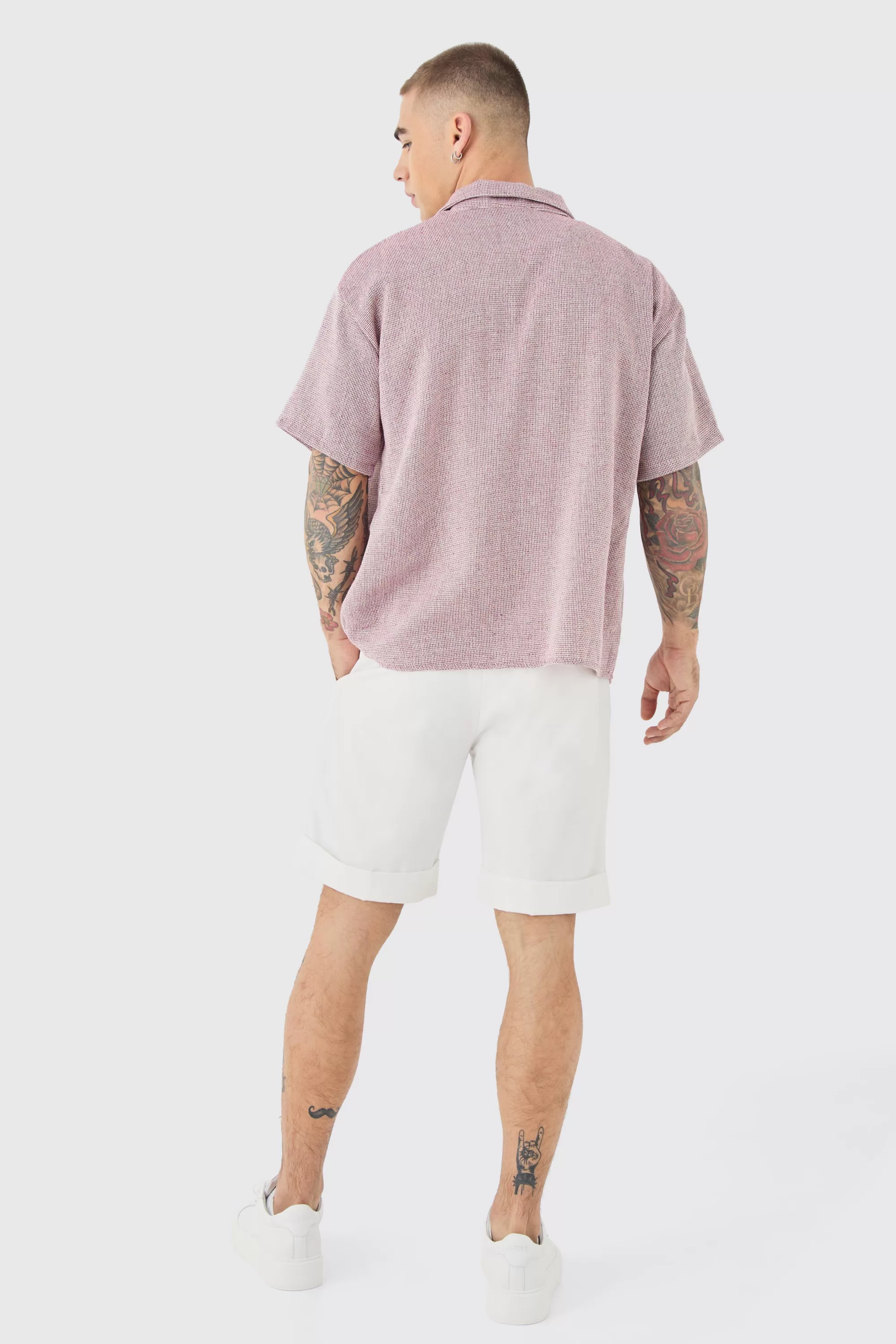 boohooMAN Short Sleeve Boxy Textured Shirt | UK