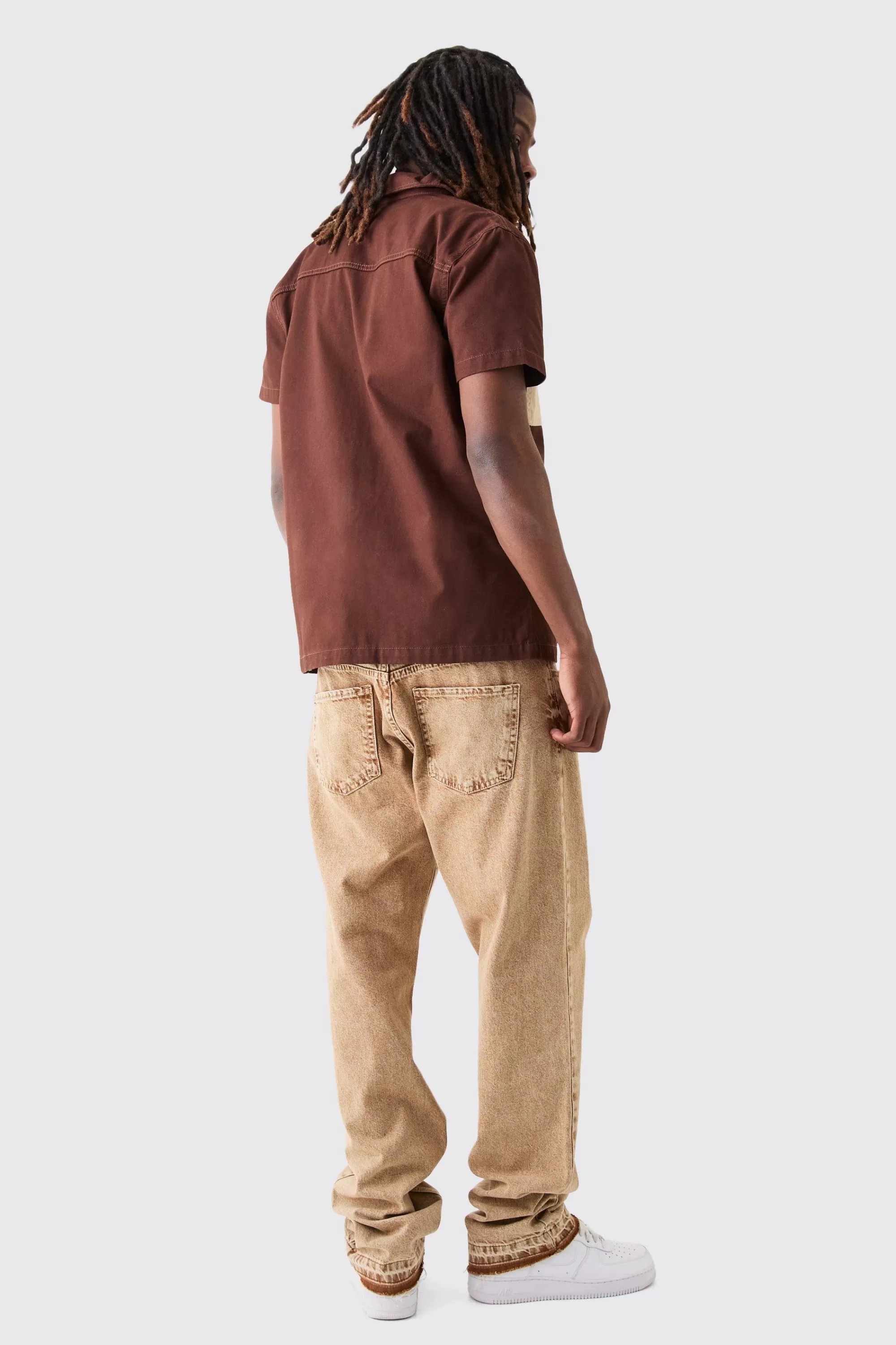 boohooMAN Short Sleeve Contrast Pocket Twill Shirt | UK