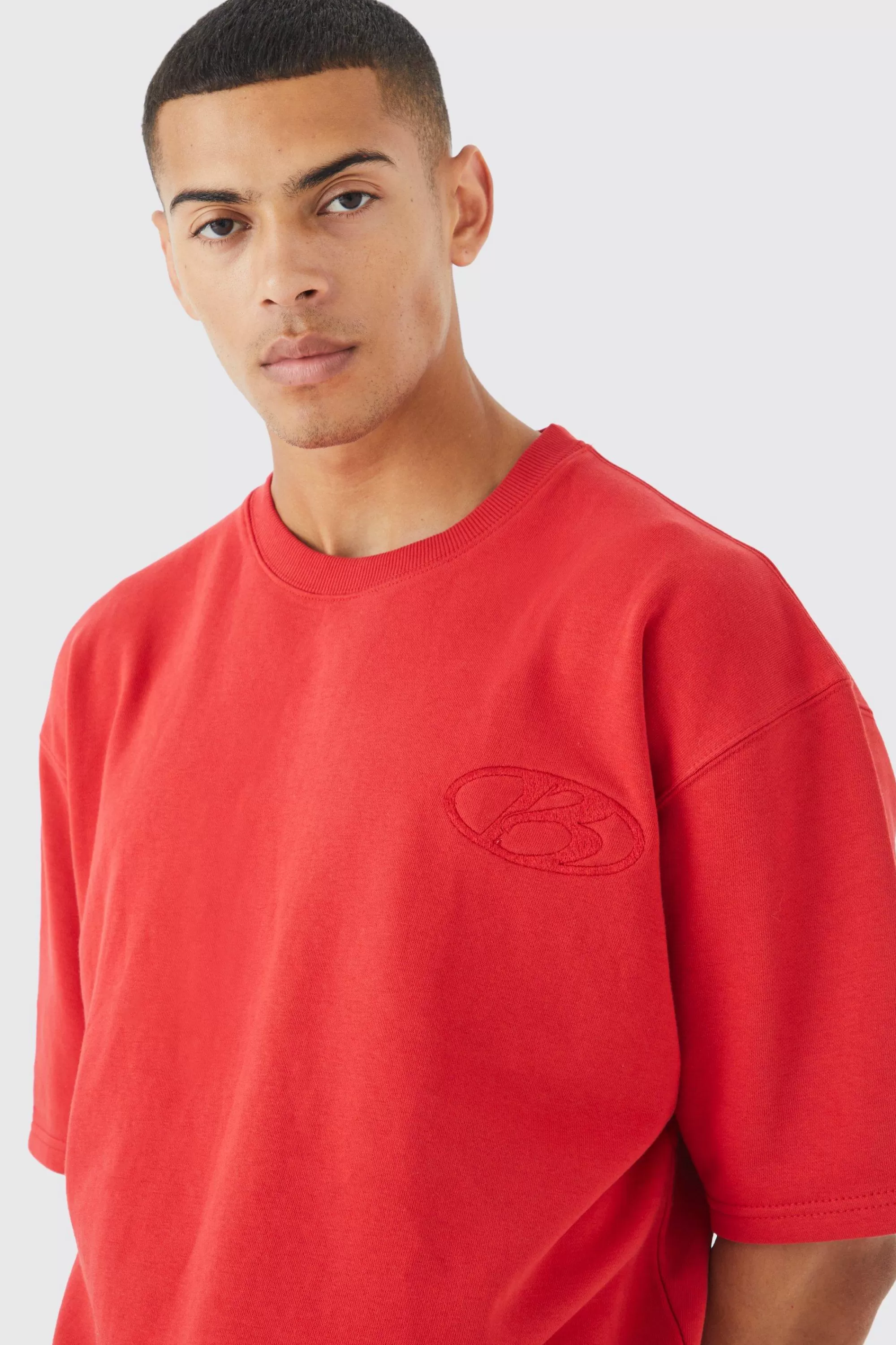 boohooMAN Short Sleeve Oversized Boxy Sweatshirt | UK