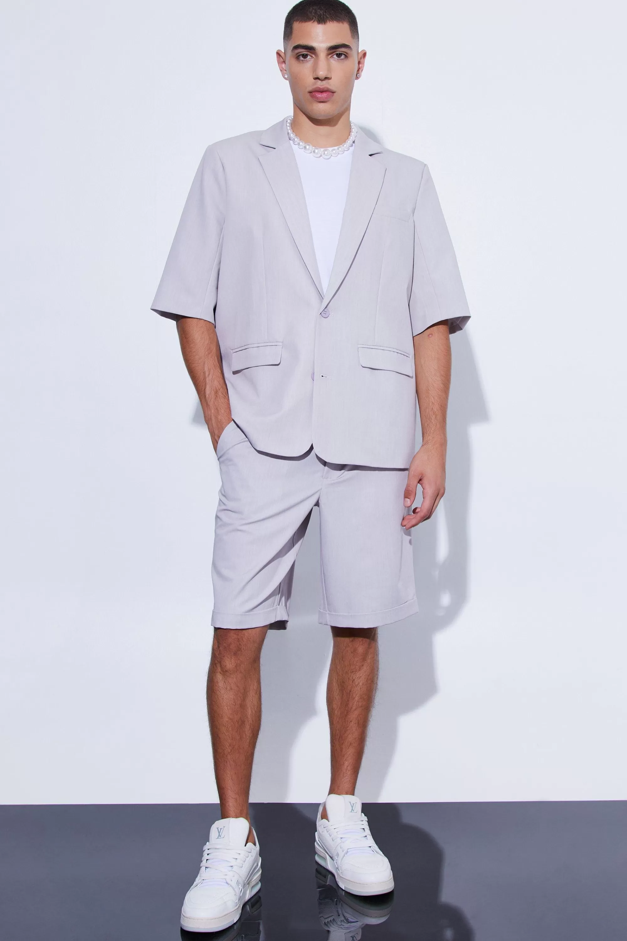 boohooMAN Short Sleeve Oversized Single Breasted Suit | UK