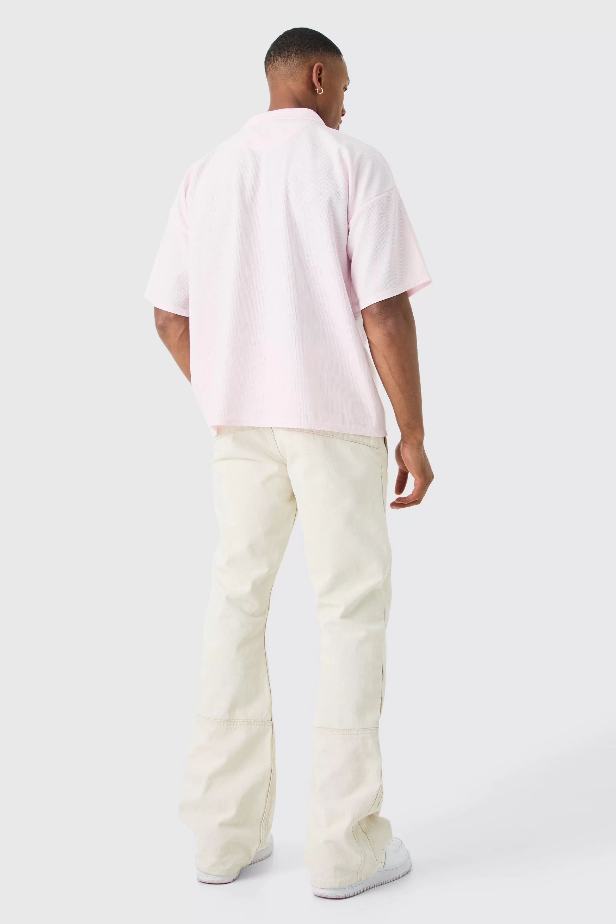 boohooMAN Short Sleeve Ribbed Boxy Shirt | UK