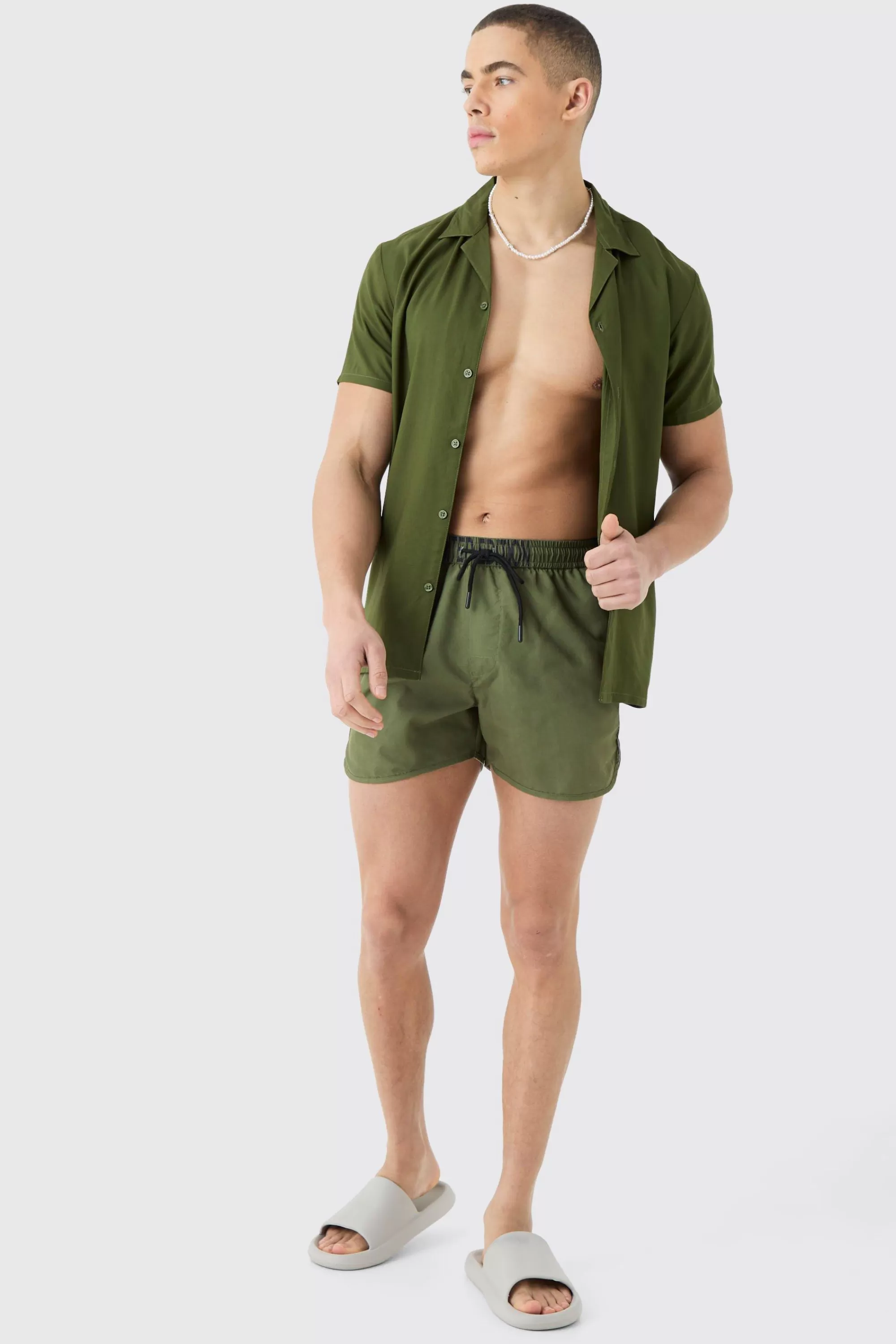 boohooMAN Short Sleeve Shirt & Swim Set | UK