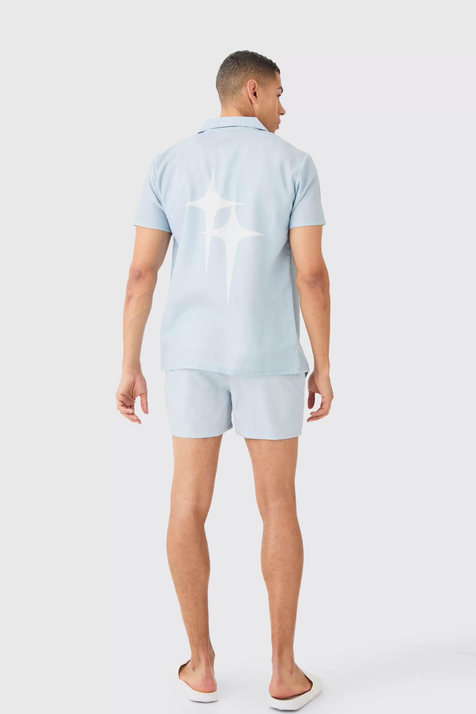 boohooMAN Short Sleeve Star Shirt & Swim Set | UK