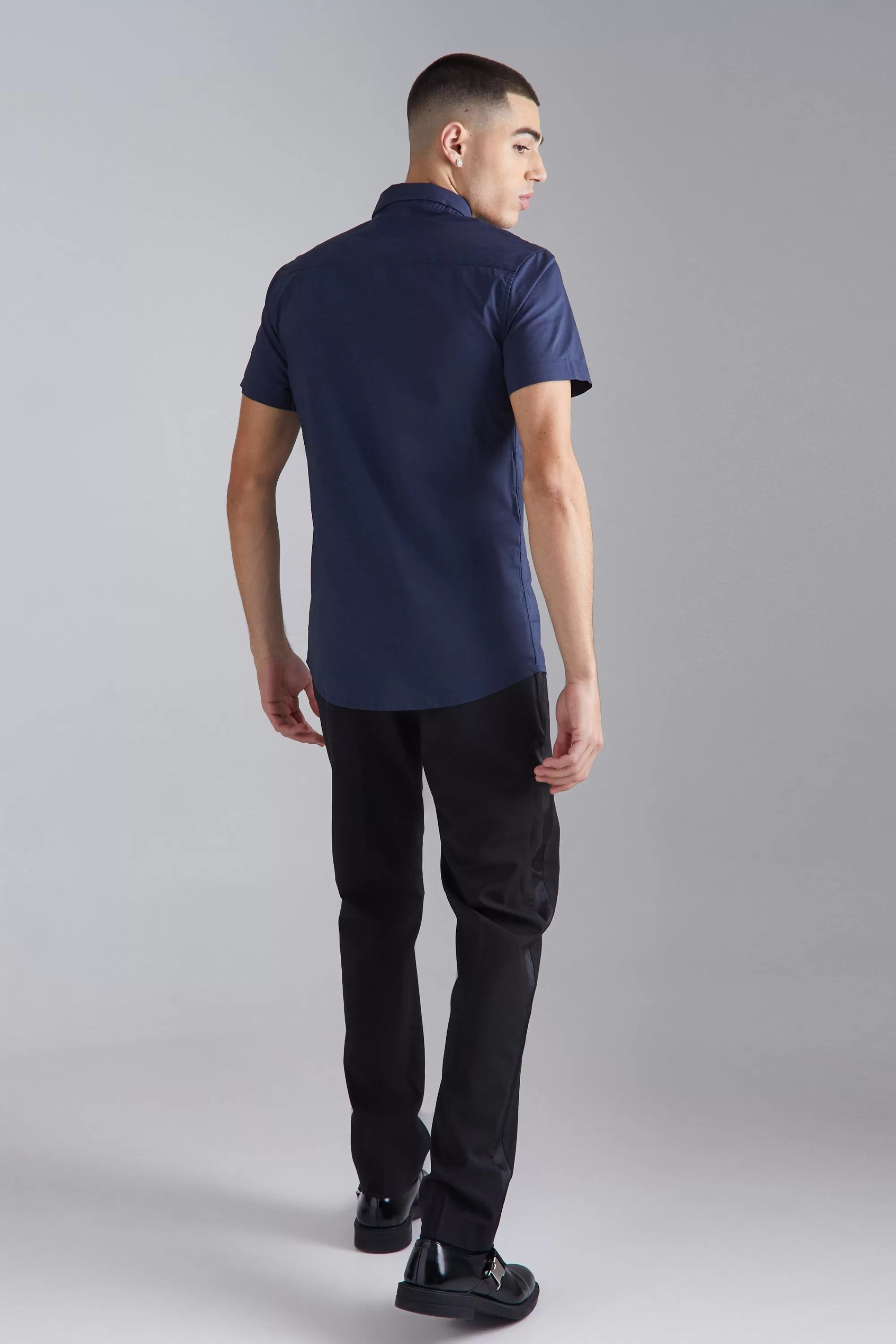 boohooMAN Short Sleeve Stretch Fit Shirt | UK