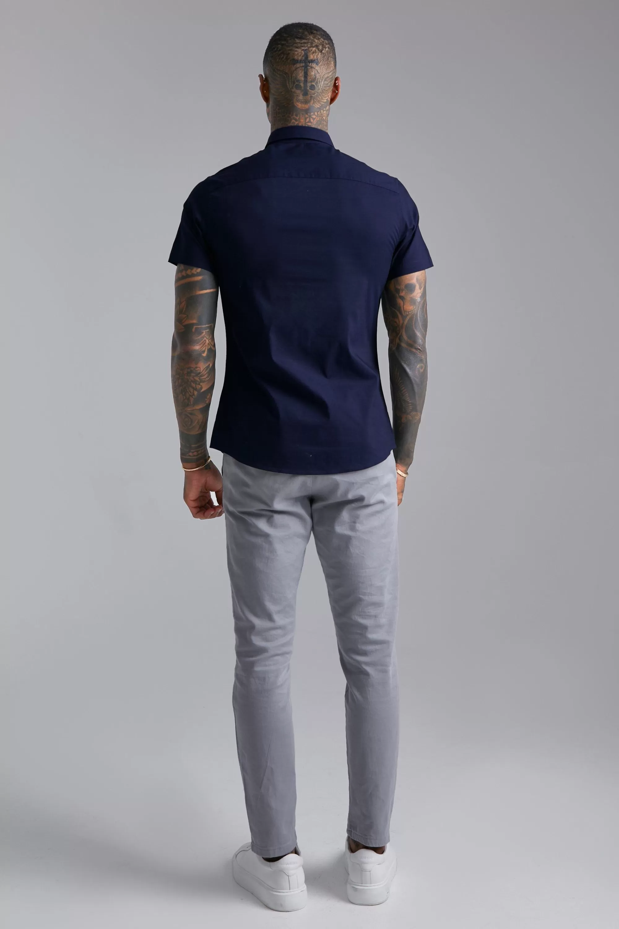 boohooMAN Short Sleeve Stretch Fit Shirt | UK
