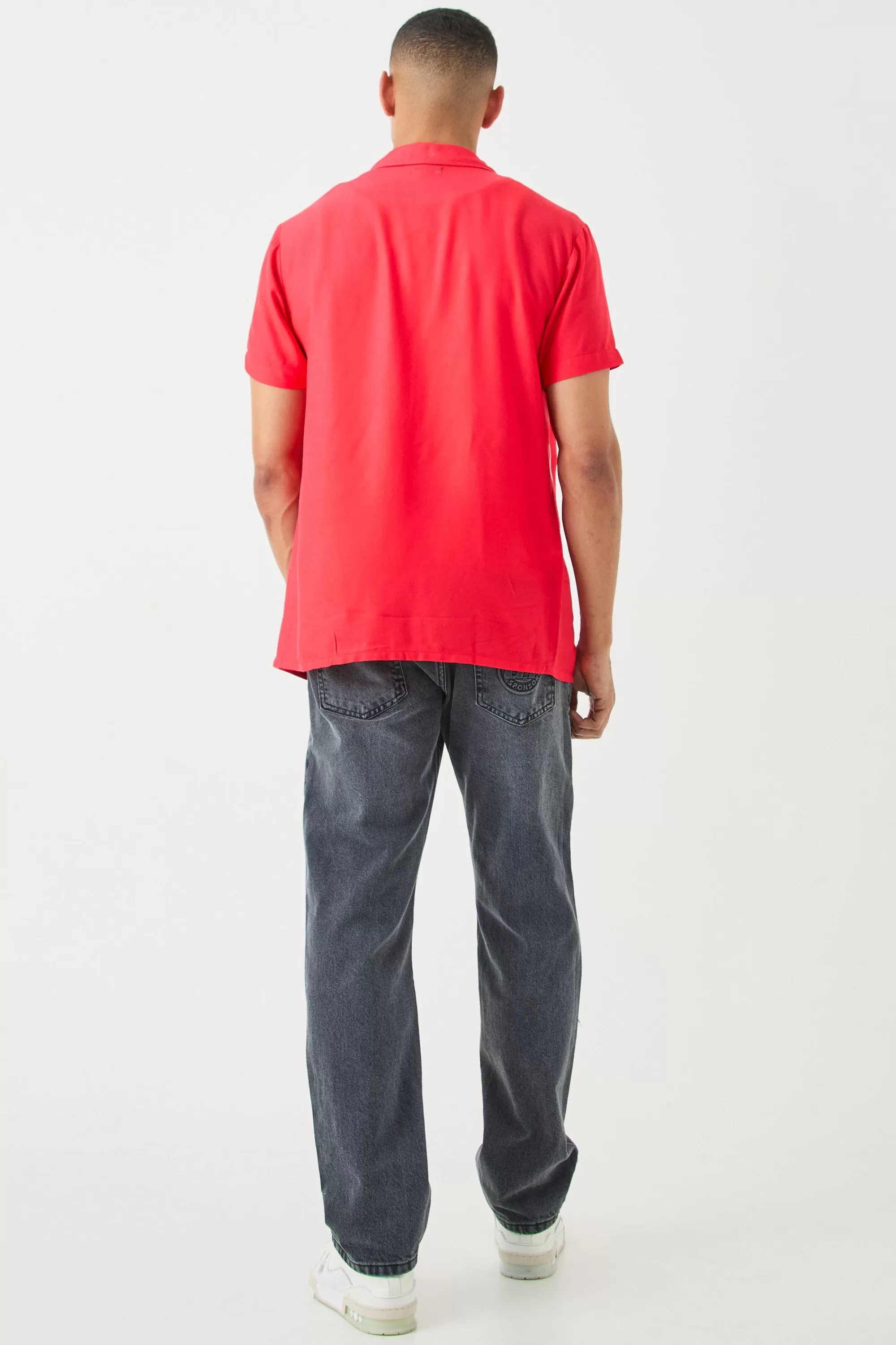 boohooMAN Short Sleeve Viscose Line Flower Shirt | UK